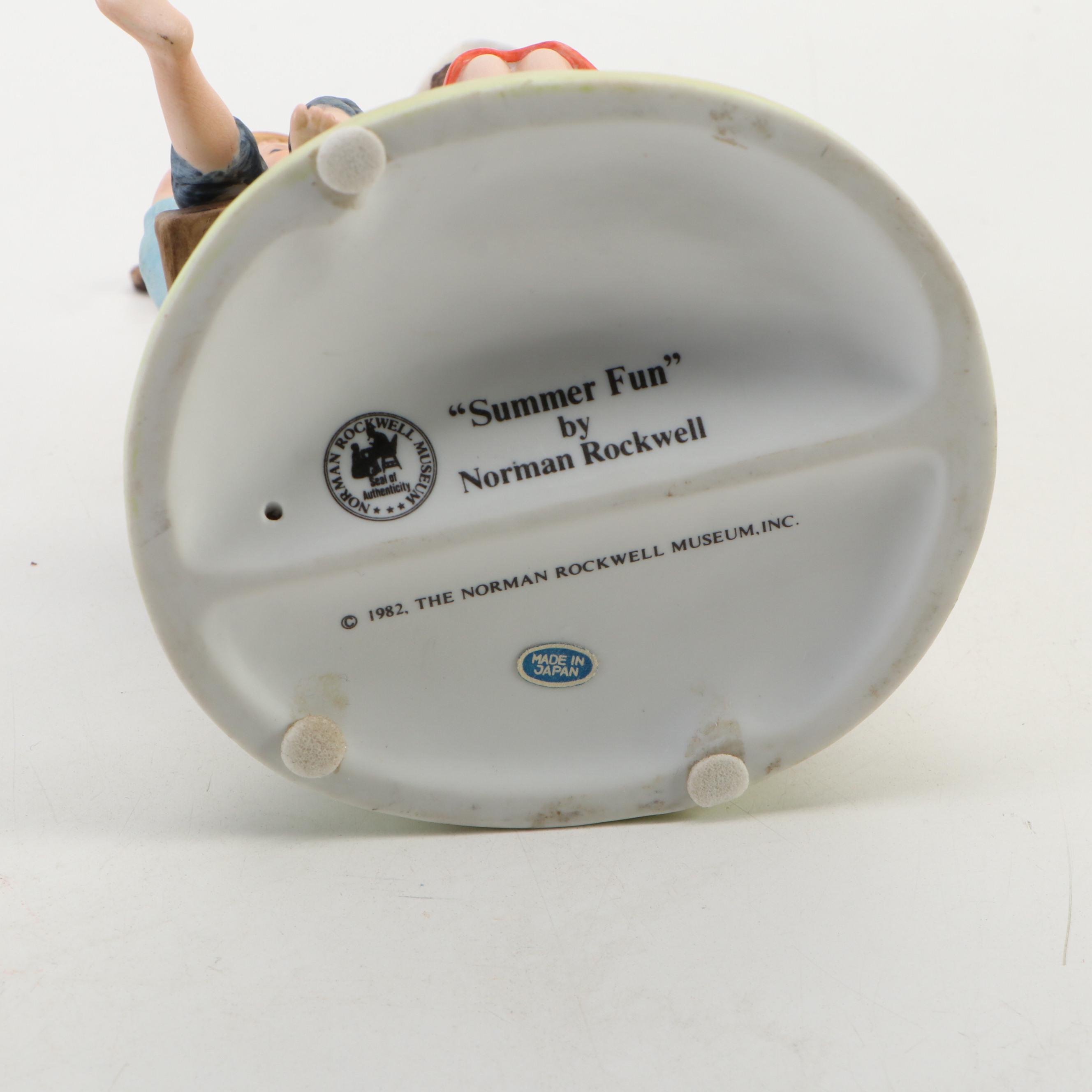 Norman Rockwell Museum "Summer Fun" Ceramic Figurine with Others