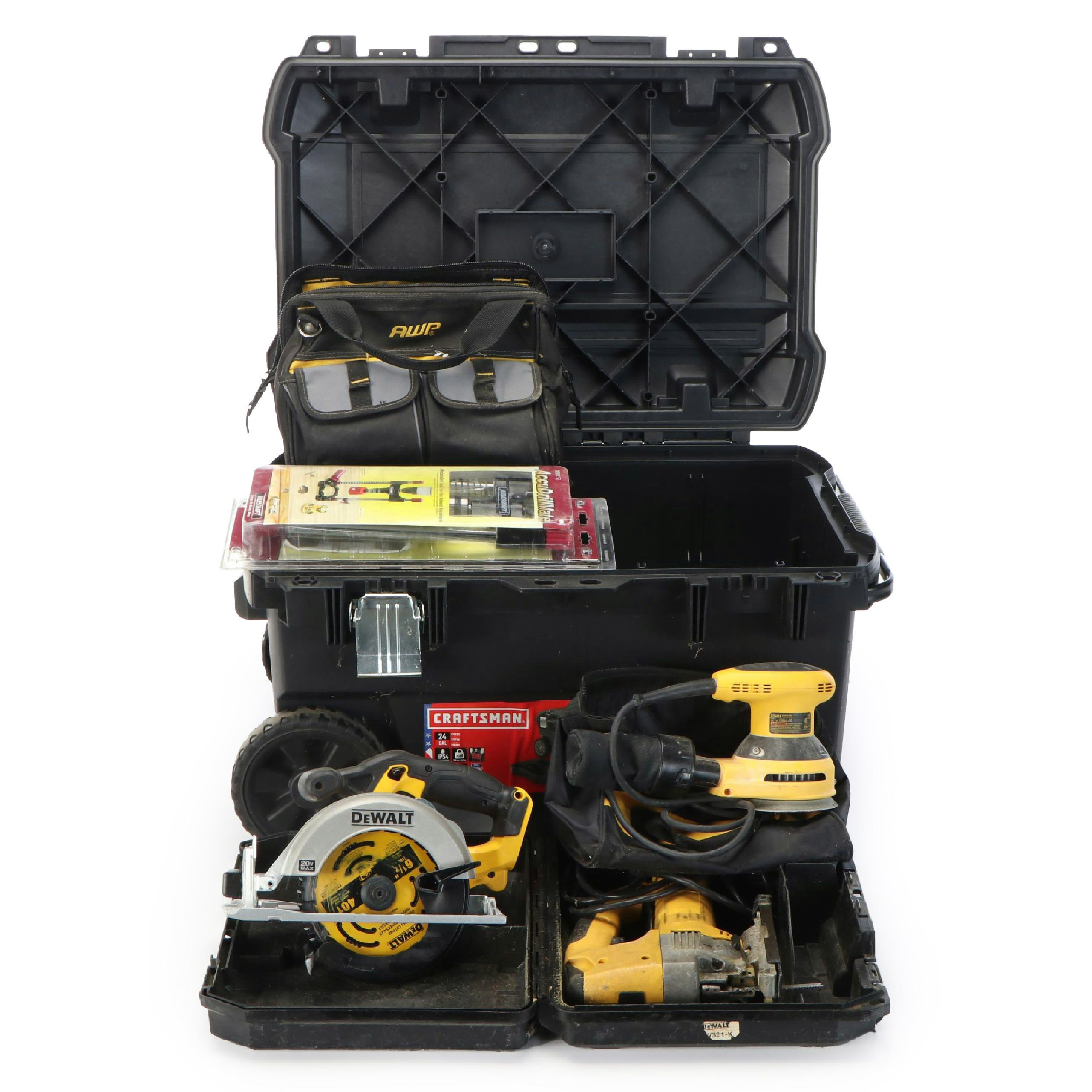 DeWalt Circular Saw and Orbit Palm Sander with Bosch Palm Router and Other Tools