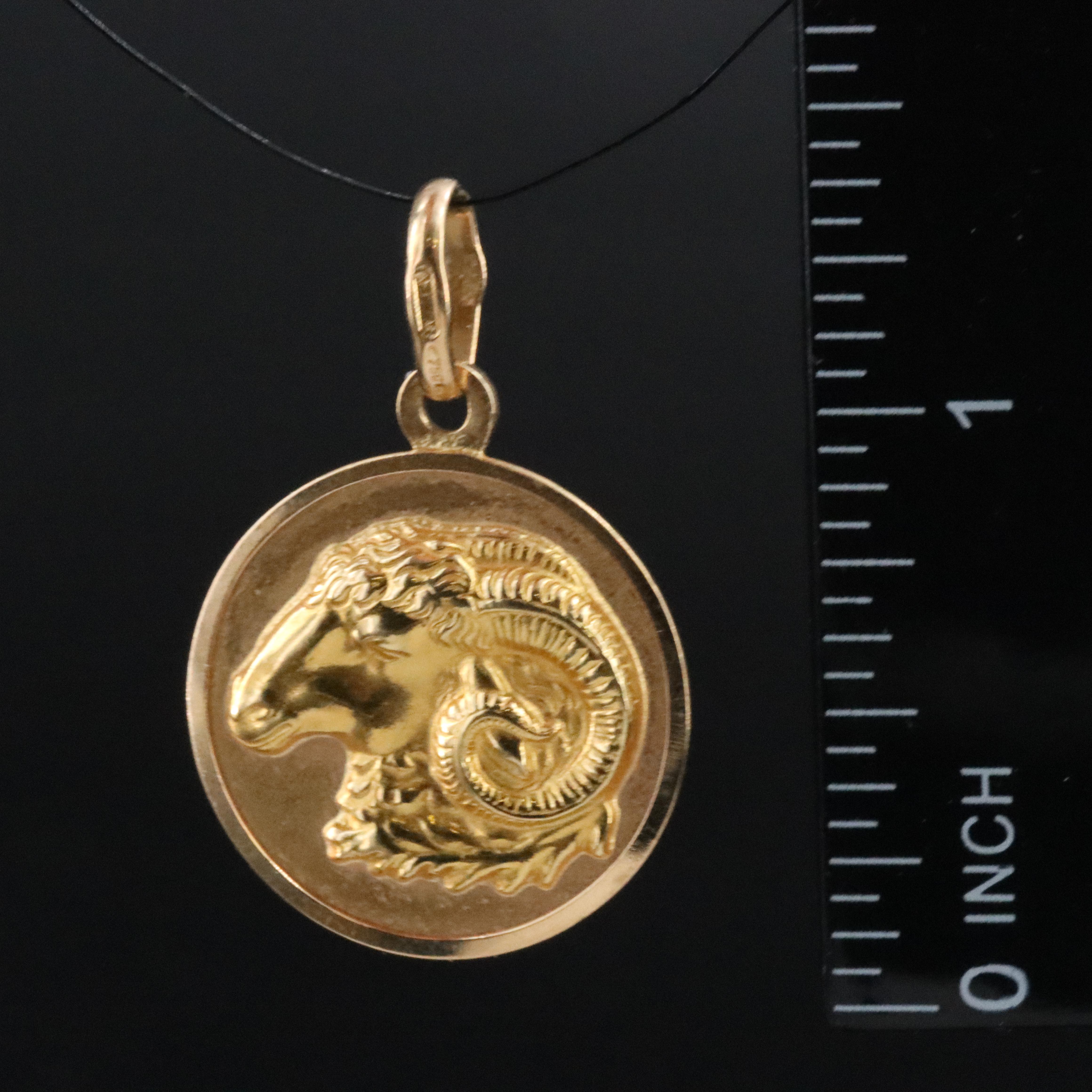 Italian Uno A Erre 18K Aries Ram Head Pendant