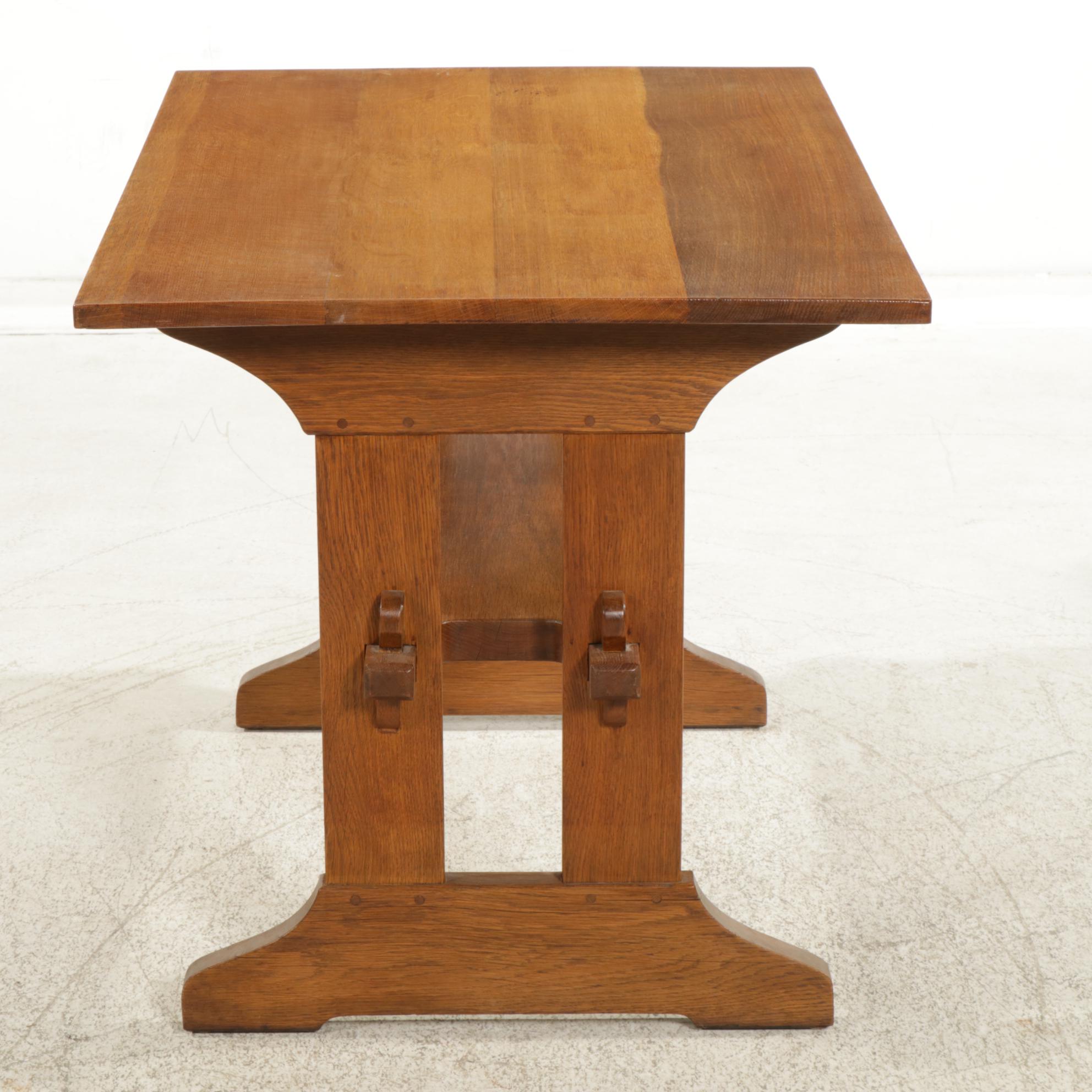 Stickley Mission Style Oak Library Table, Late 20th to 21st Century