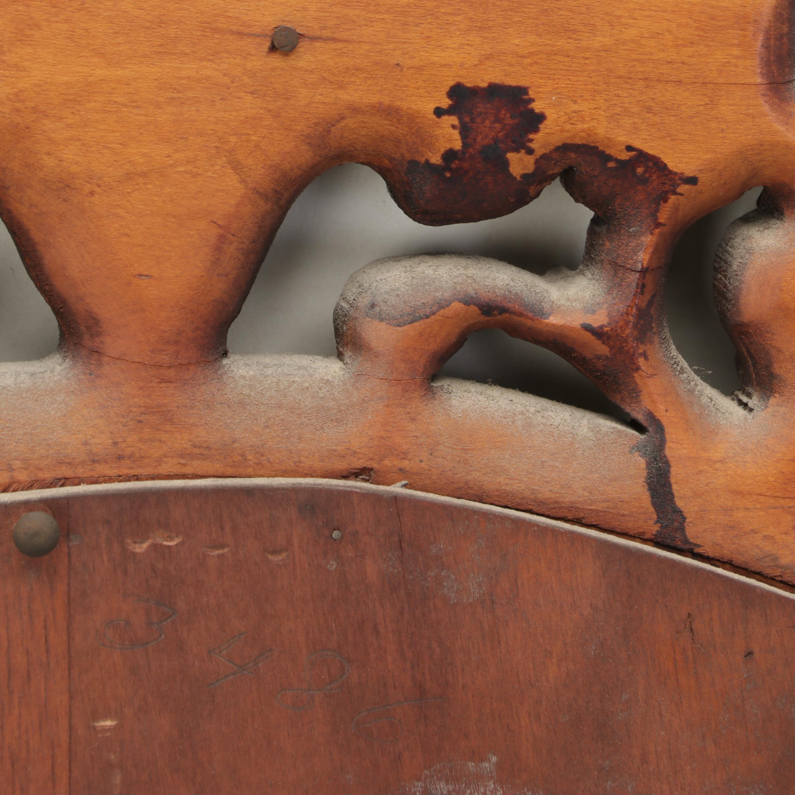 Hollywood Regency Hand-Carved Parcel Gilt and Hand-Enameled Wall Mirror