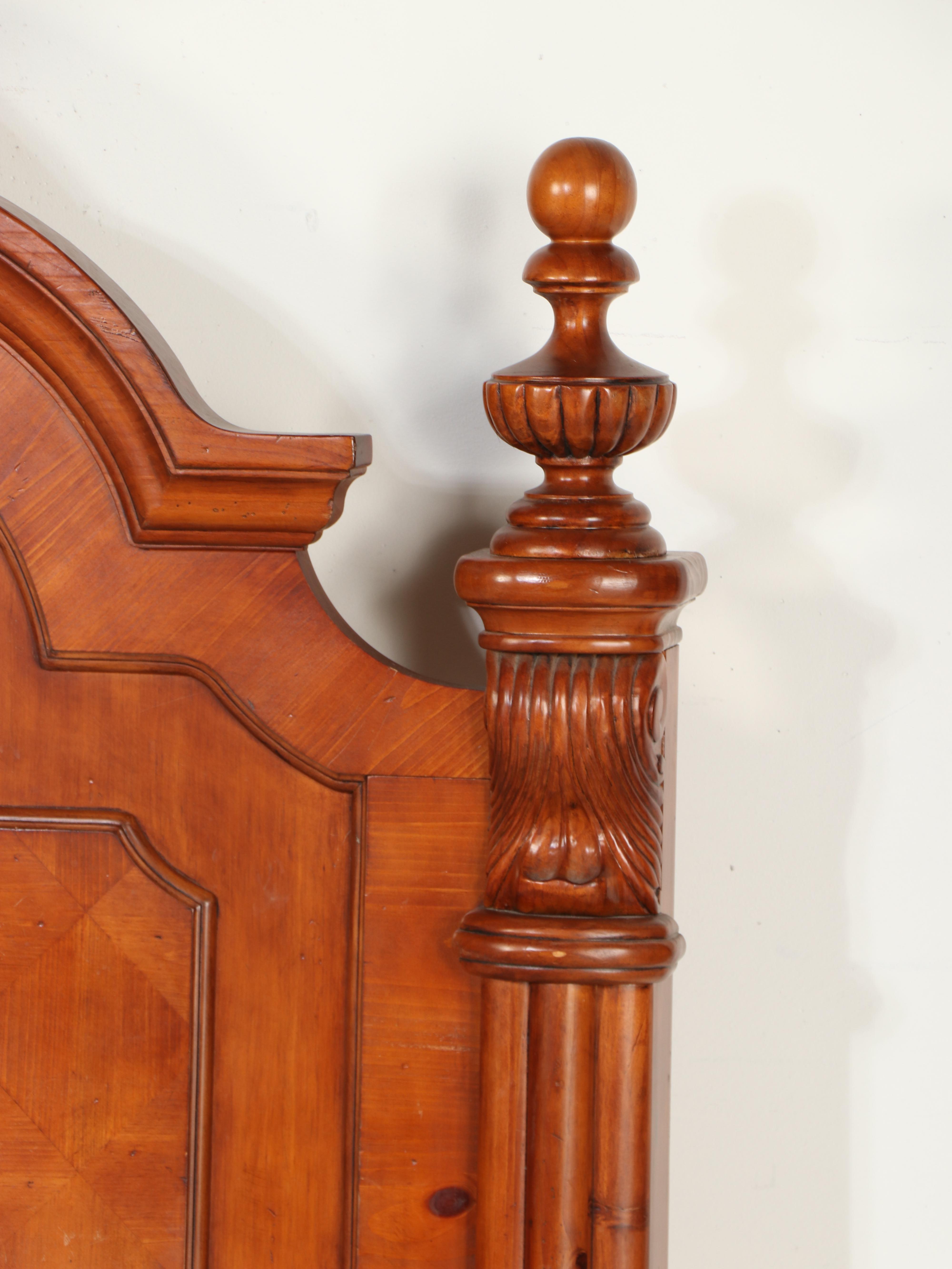 Rococo Style Cherry Finish Parquet King Size Bed Frame