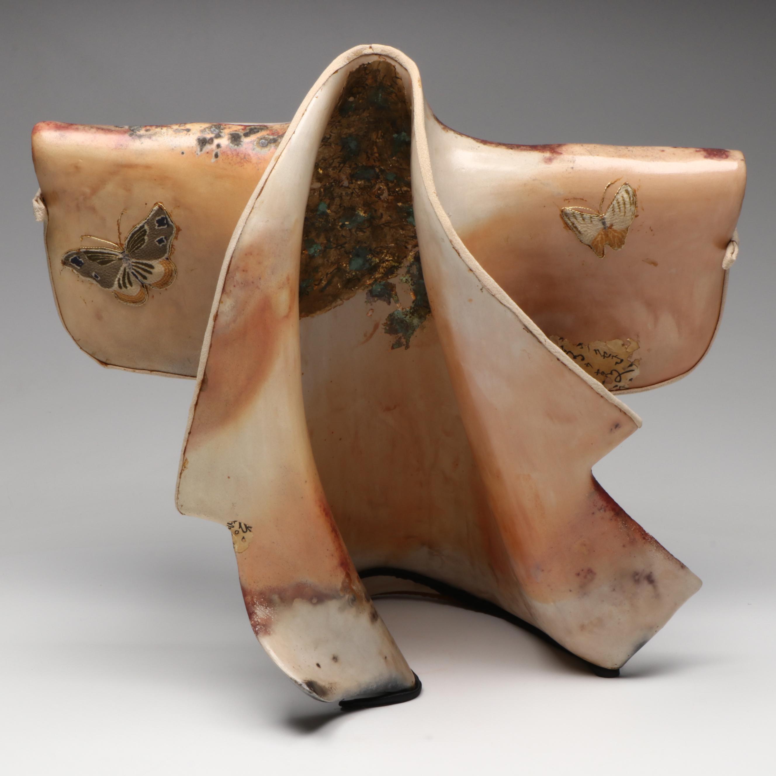 Etsuko Sakimura Raku Pottery Sculpture of Kimono
