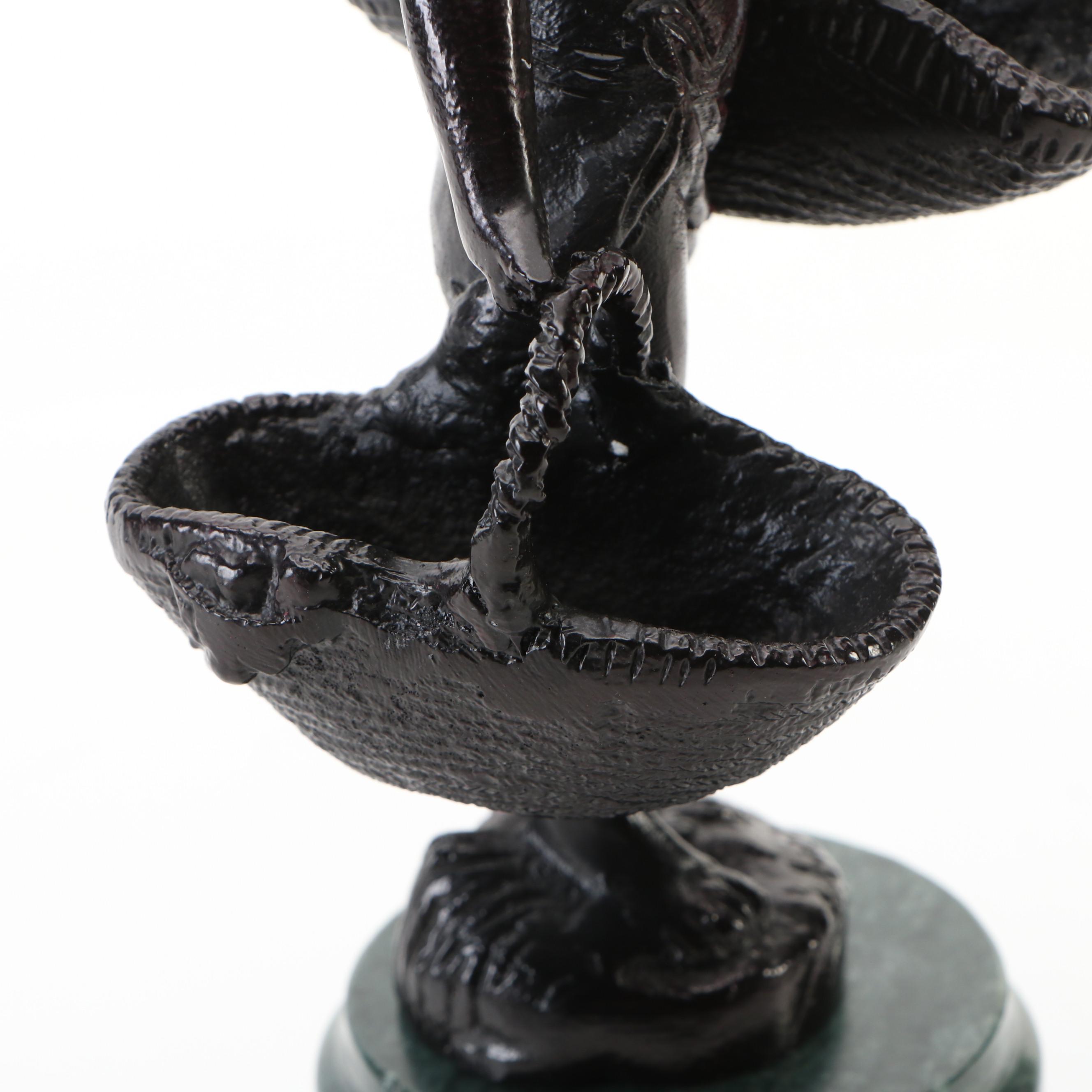 Brass Sculpture After Suzanne Bizard "Girl Carrying Baskets"