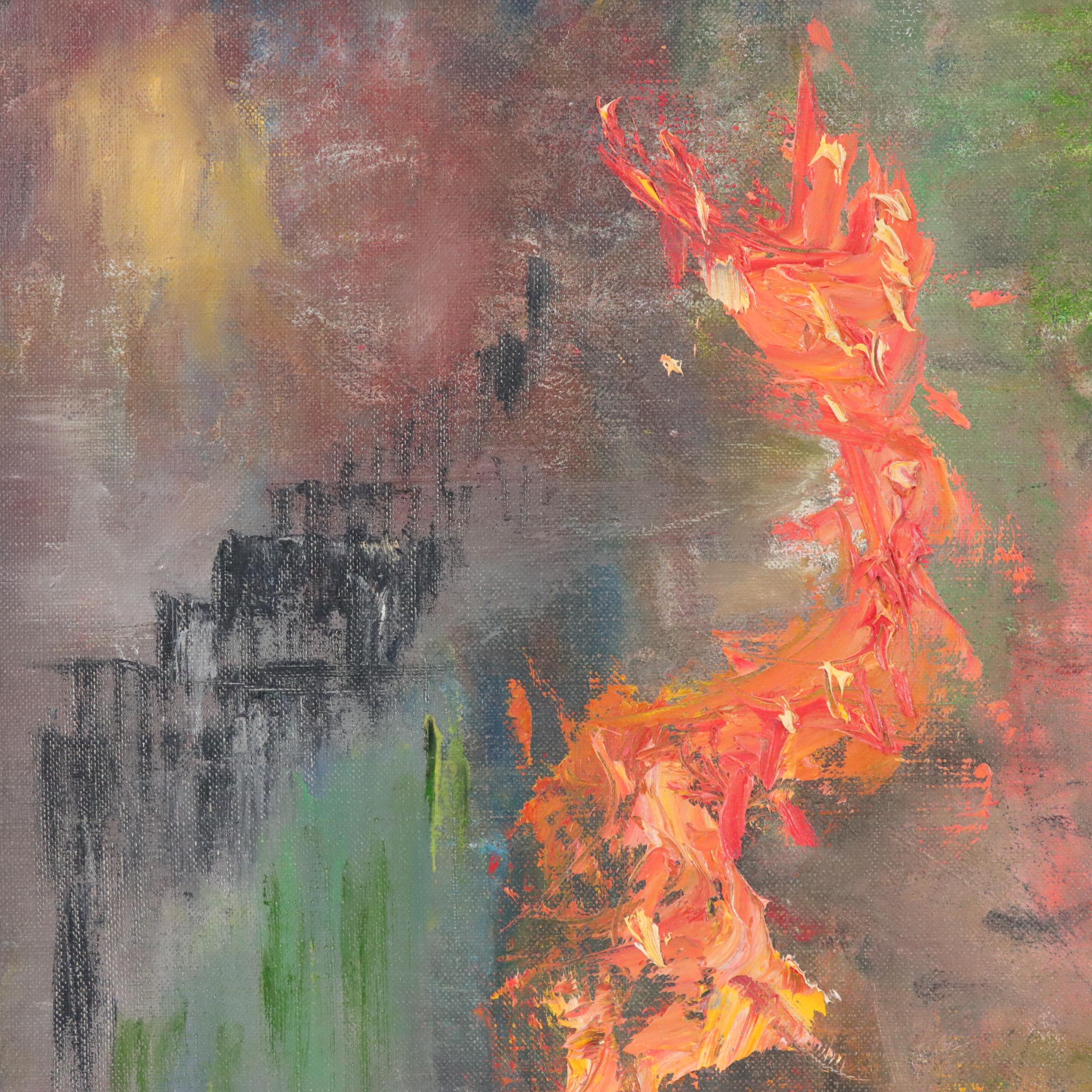 Leba R. Litwack Abstract Oil Painting, 1962