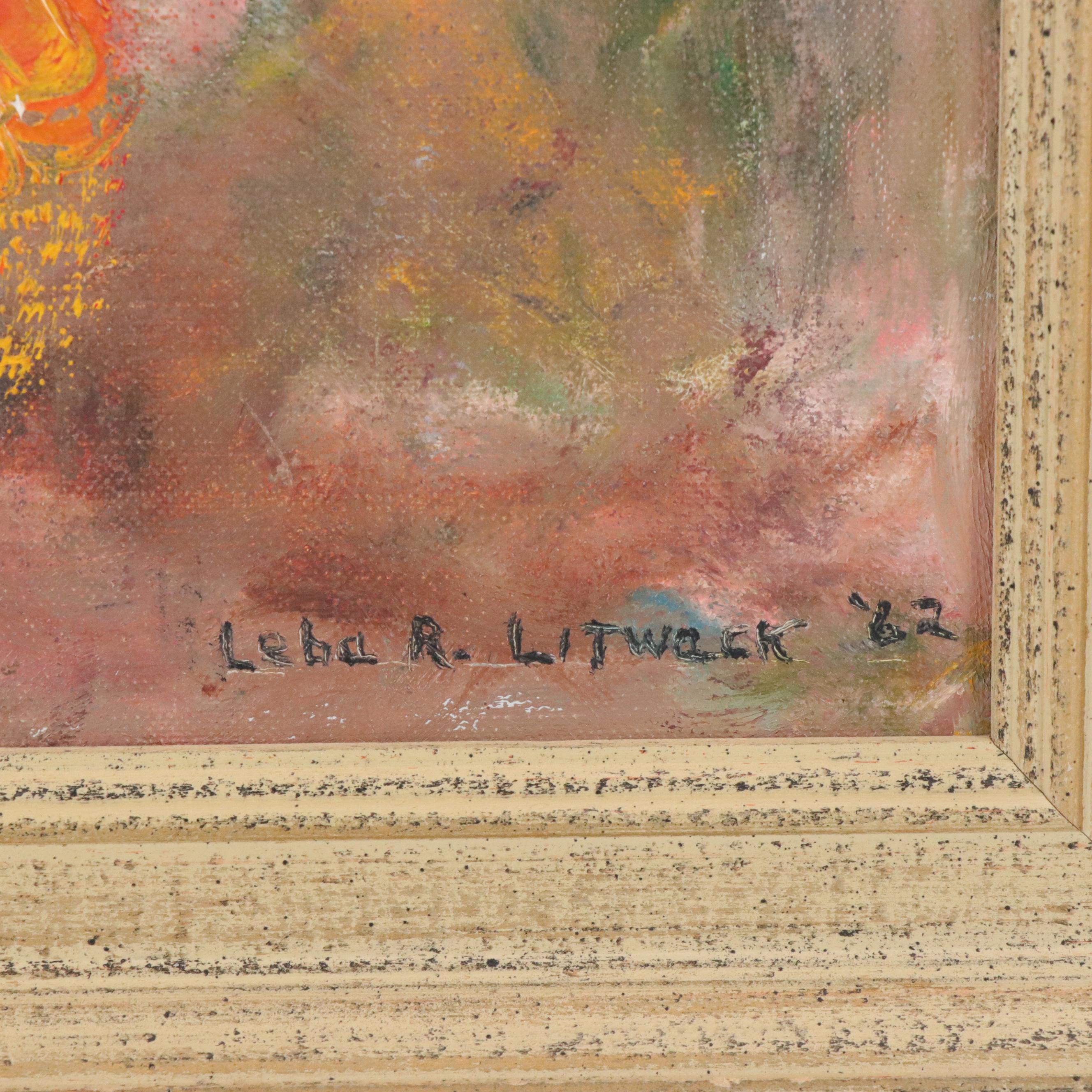 Leba R. Litwack Abstract Oil Painting, 1962