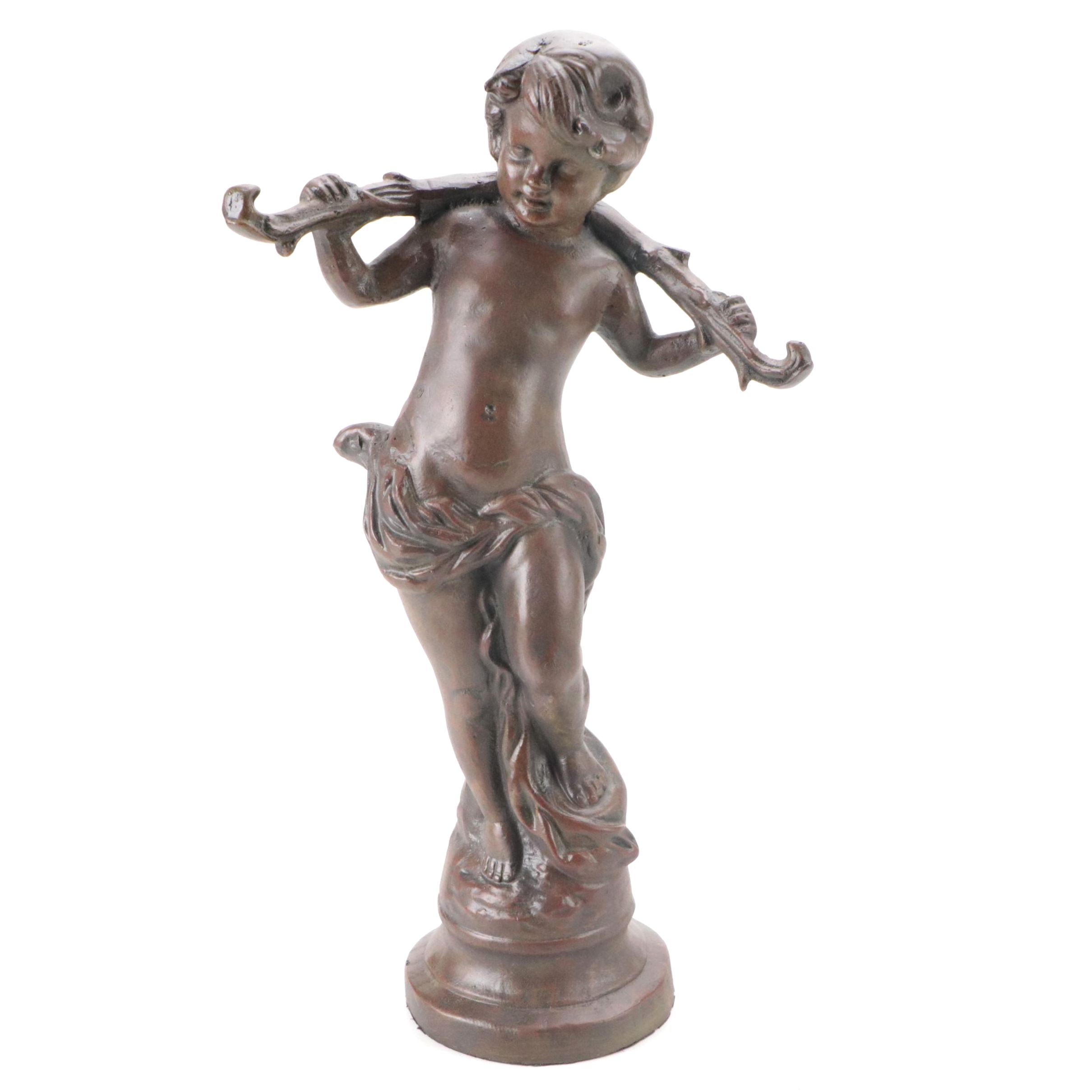 Art Nouveau Style Bronzed Spelter Putto Sculpture, Late 19th/Early 20th Century