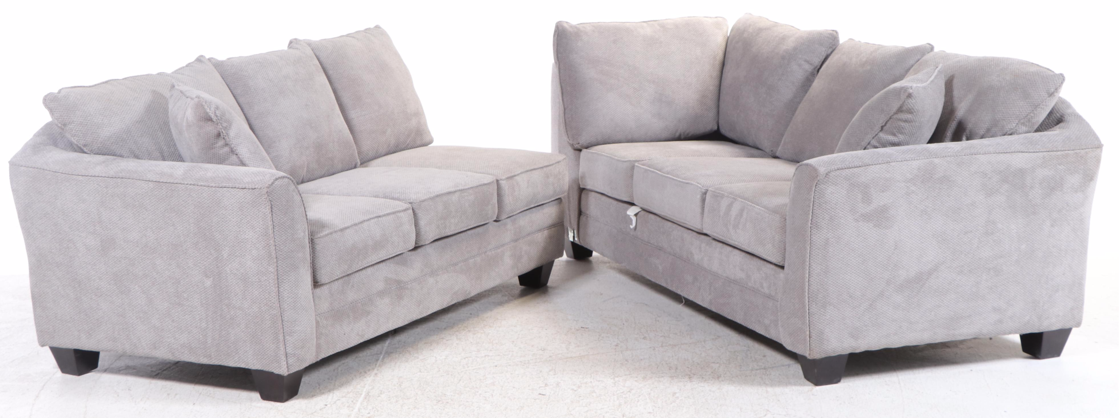 J. Henry Contemporary Grey Fabric Upholstered Two-Piece Sectional