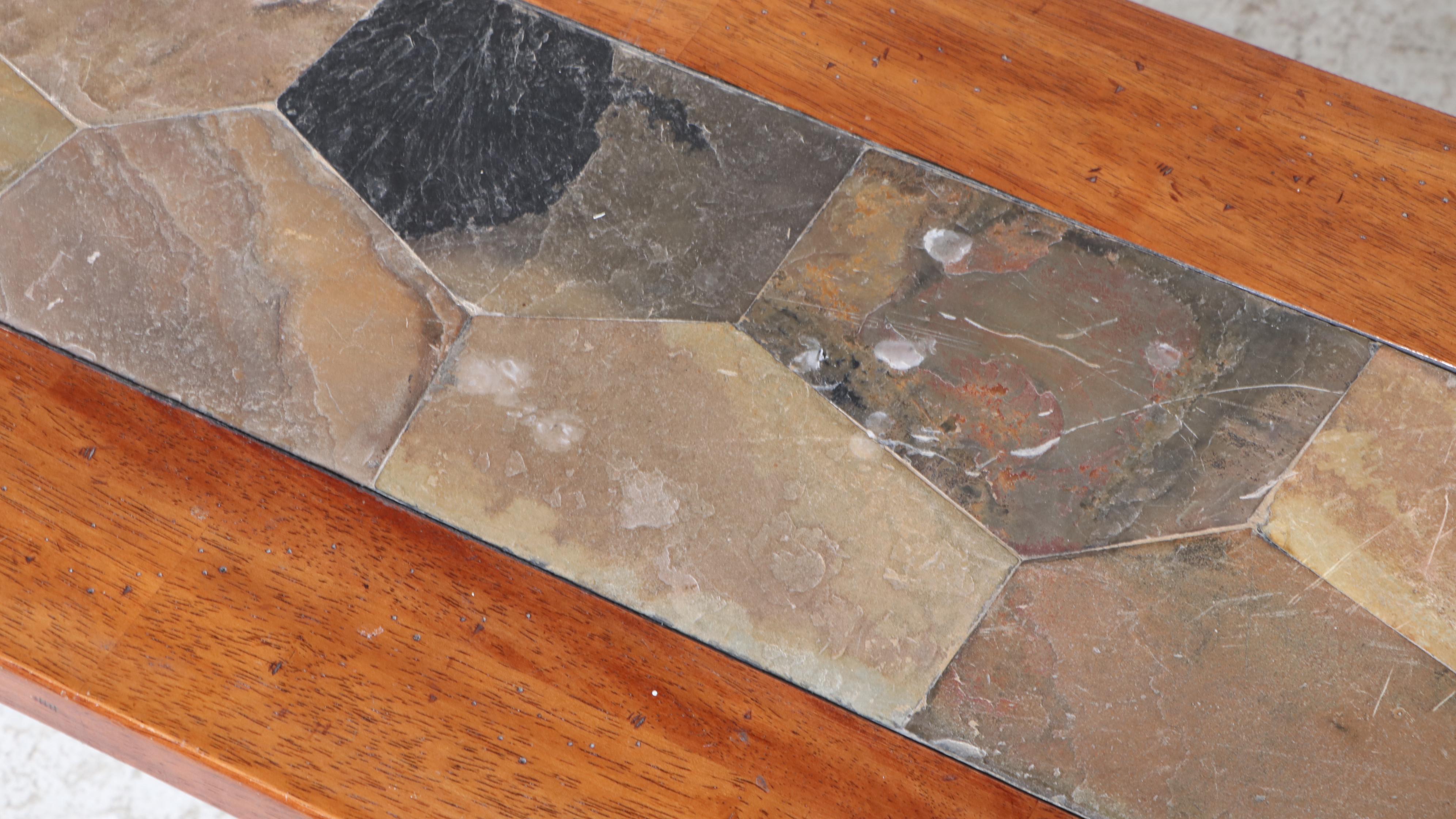 World Market Hardwood and Slate Top Console Table