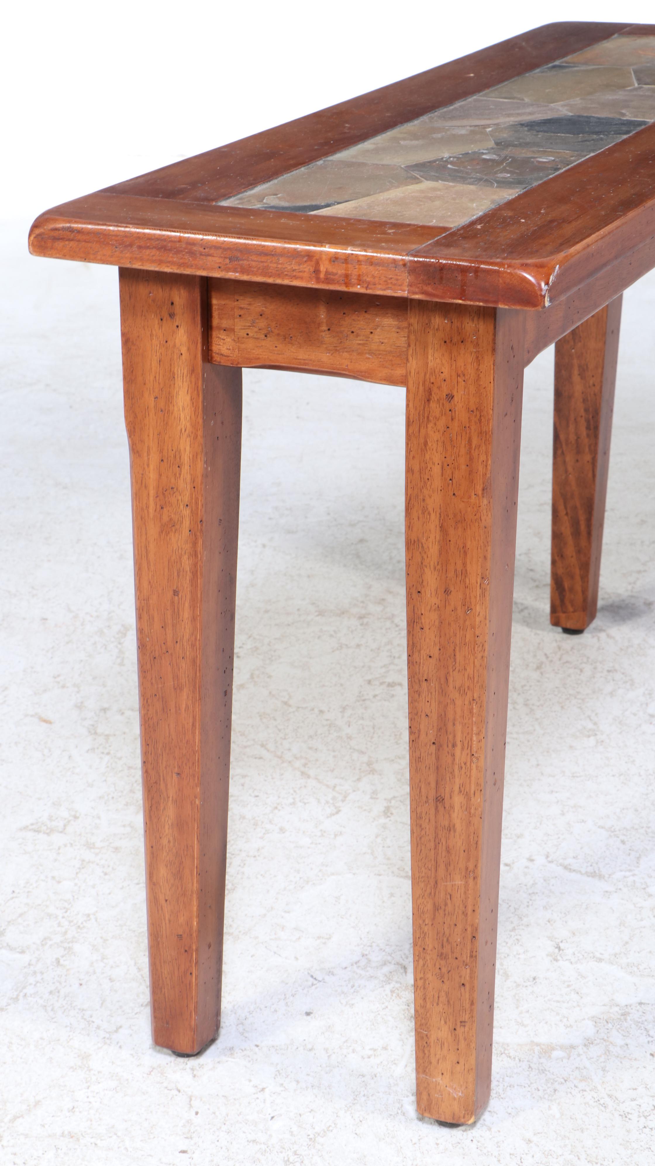 World Market Hardwood and Slate Top Console Table