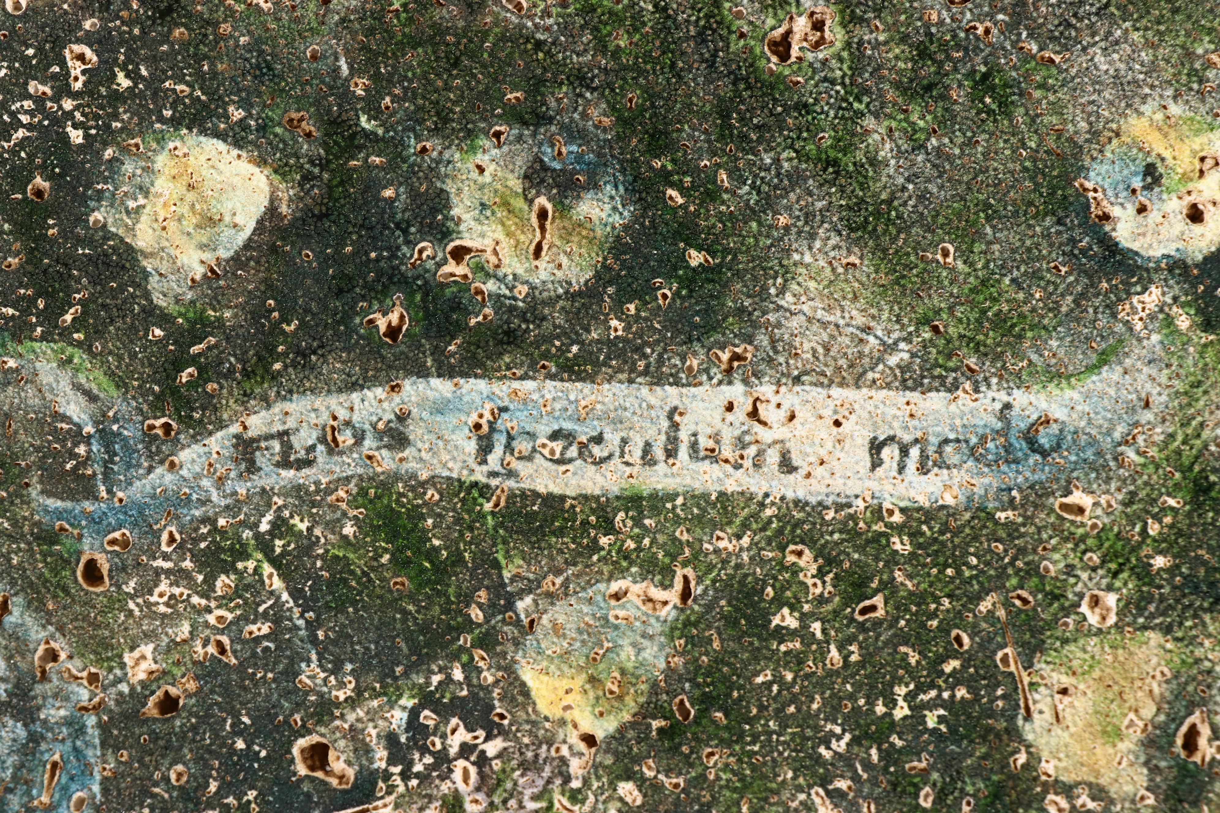 Studio Vertu "Topiary" Italianate Painted Faux Marble Tile Wall Hanging