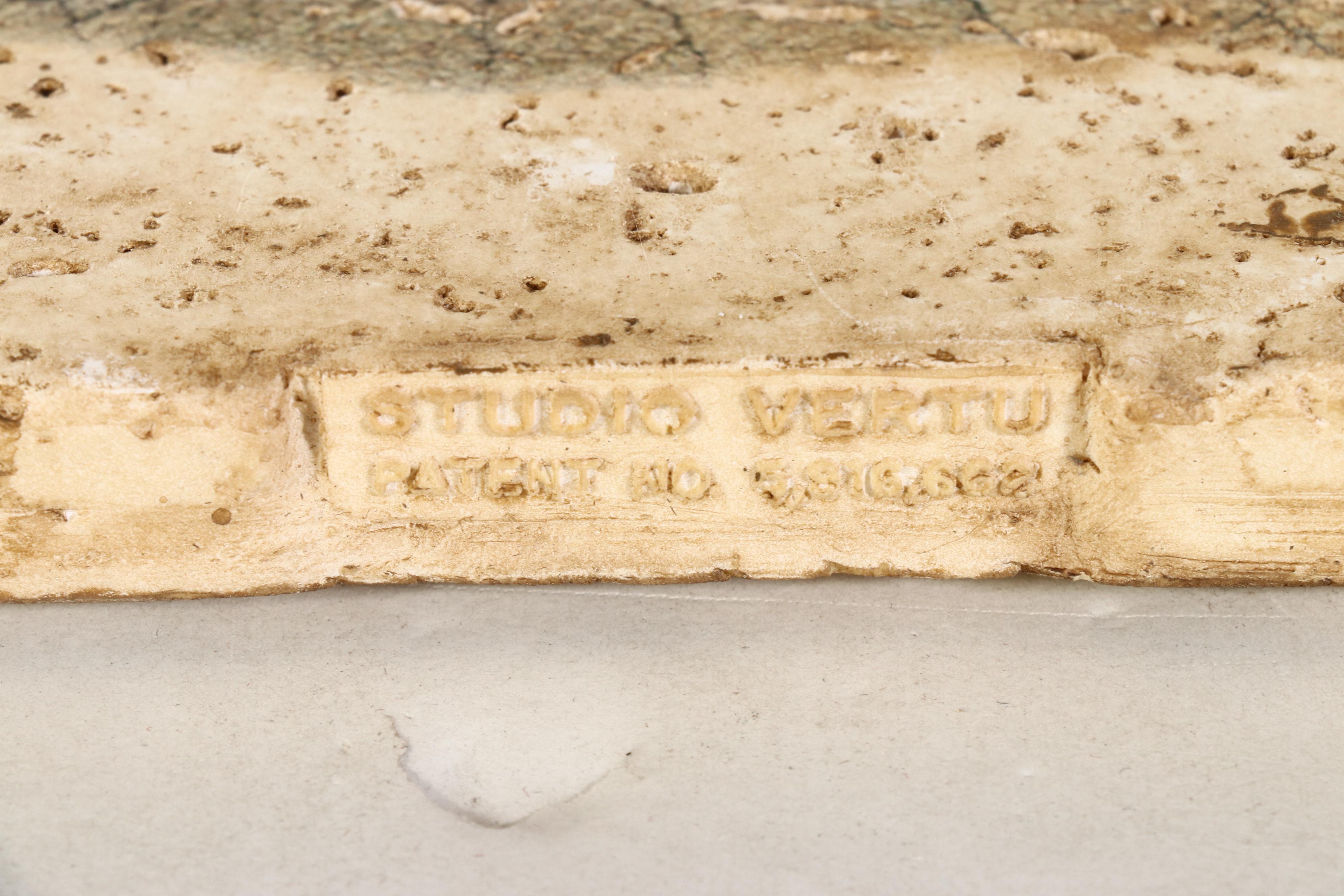 Studio Vertu "Topiary" Italianate Painted Faux Marble Tile Wall Hanging