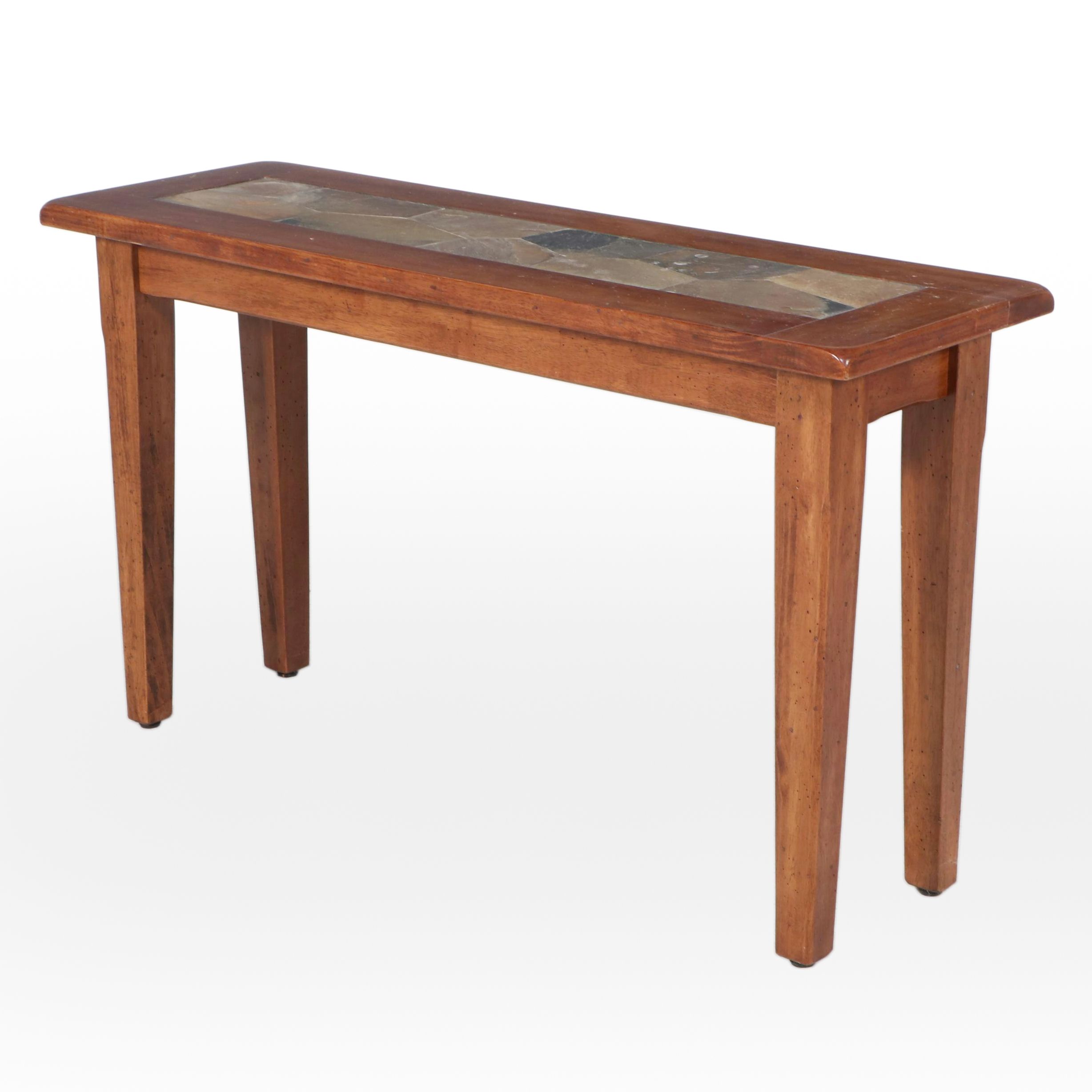 World Market Hardwood and Slate Top Console Table