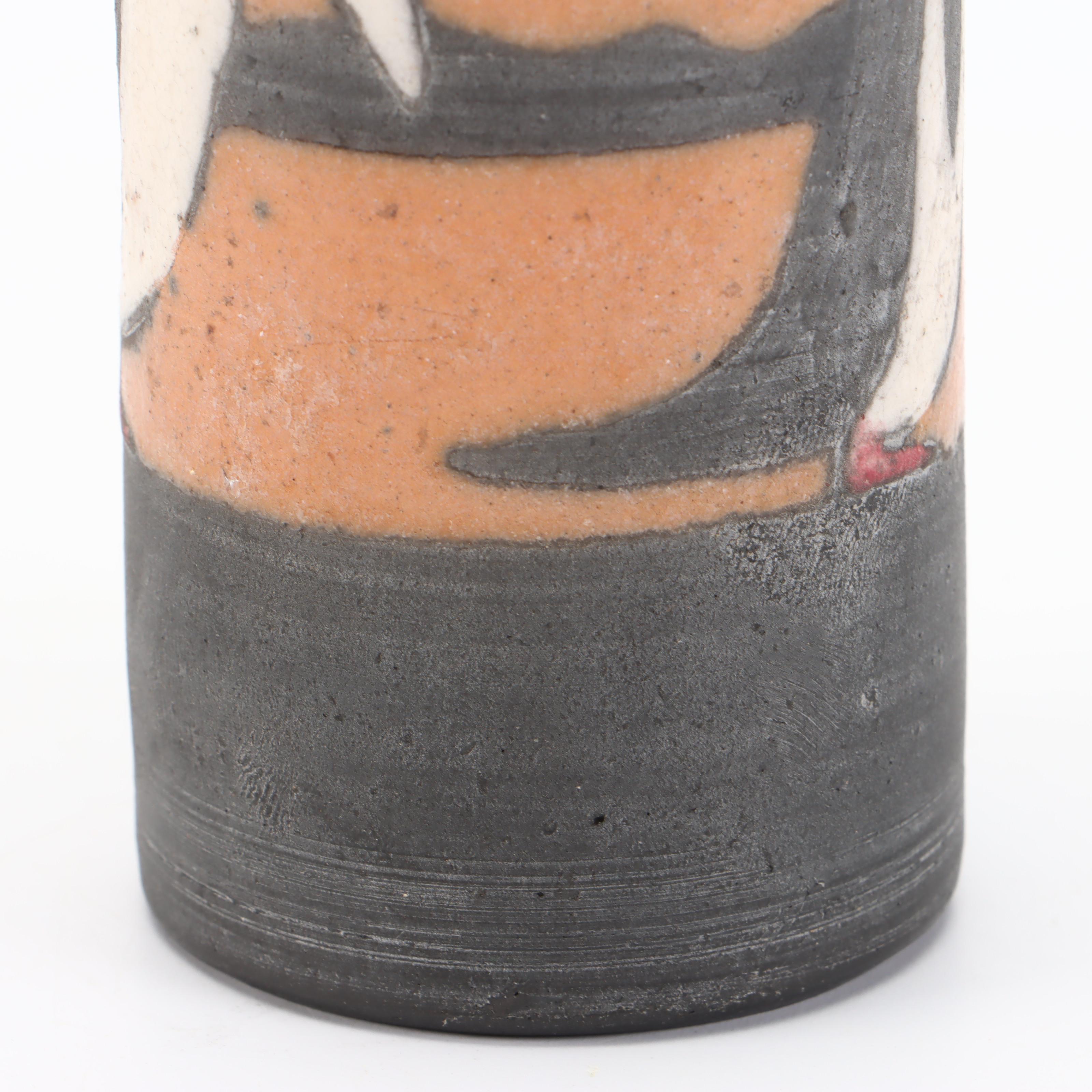 Handmade Penguin Motif Ceramic Vase, 20th Century