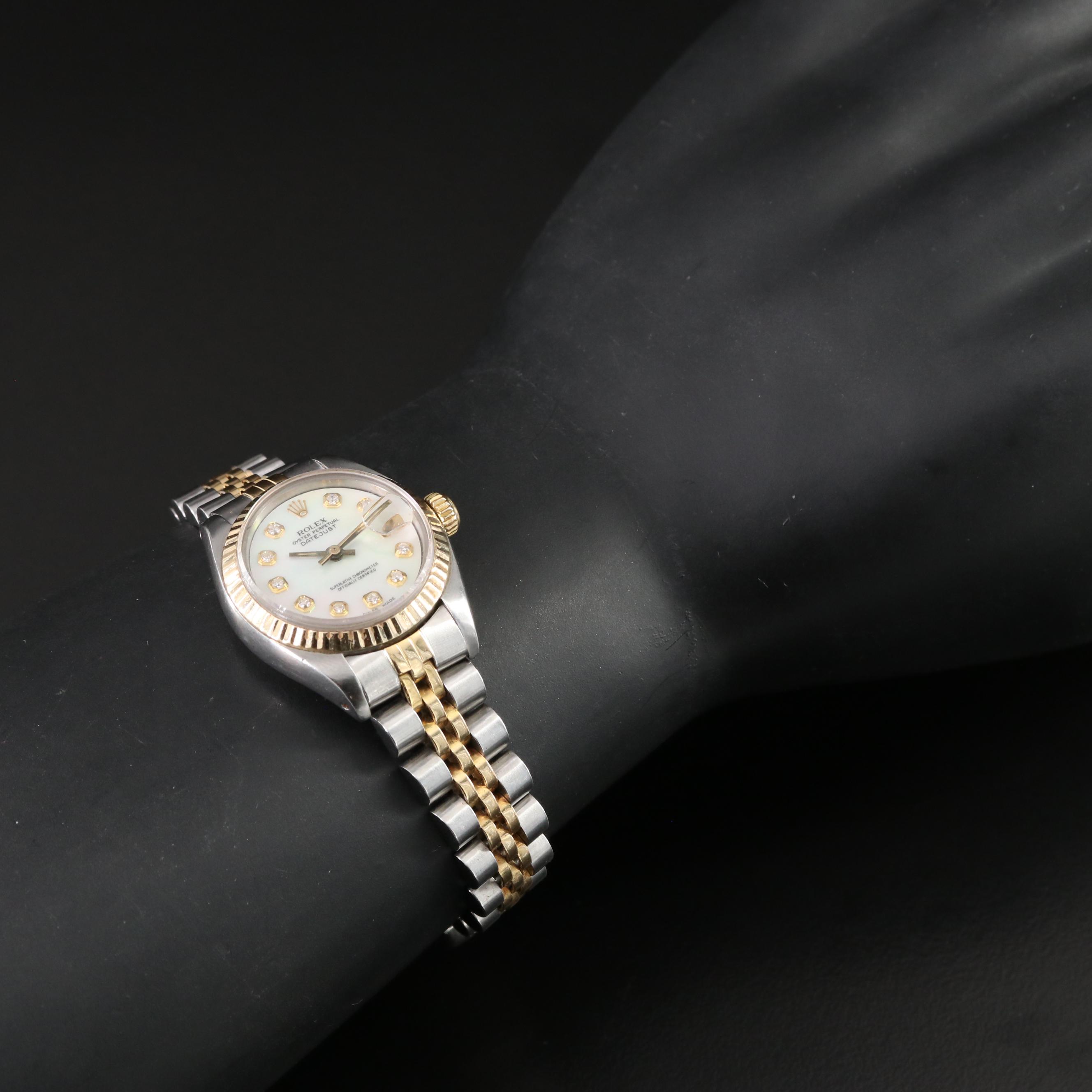 1981 Rolex Custom Mother-of-Pearl Diamond Dial Datejust Watch
