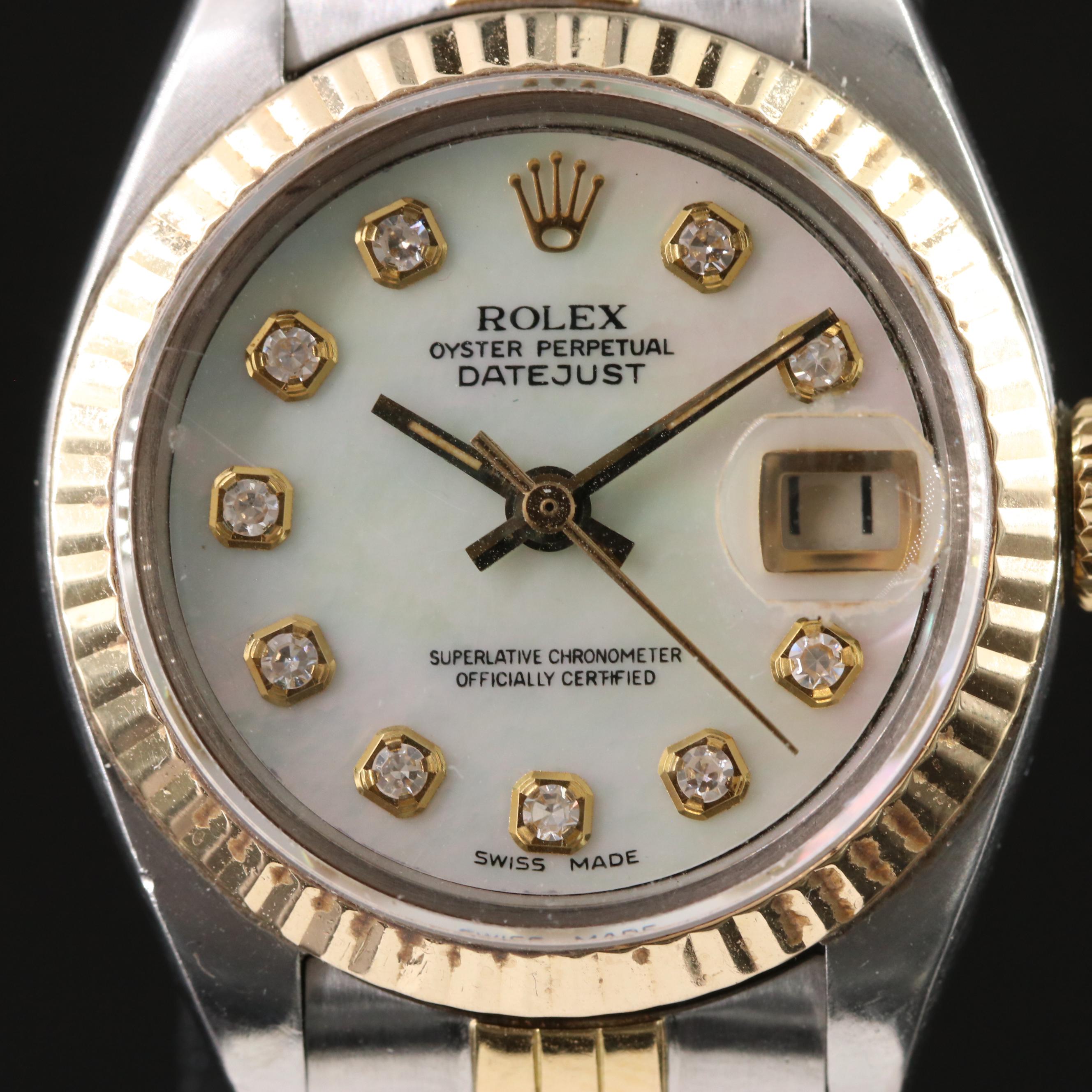 1981 Rolex Custom Mother-of-Pearl Diamond Dial Datejust Watch