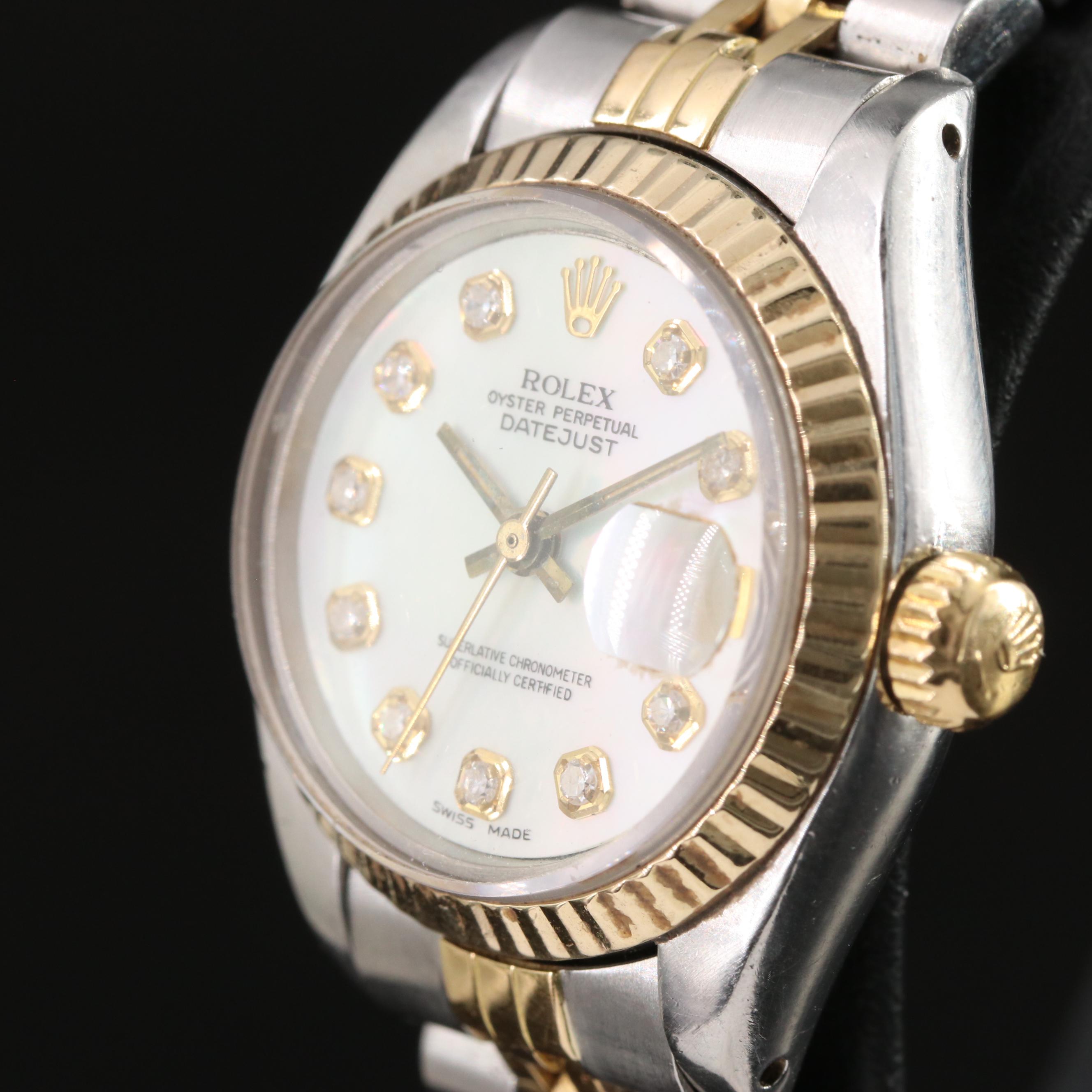 1981 Rolex Custom Mother-of-Pearl Diamond Dial Datejust Watch