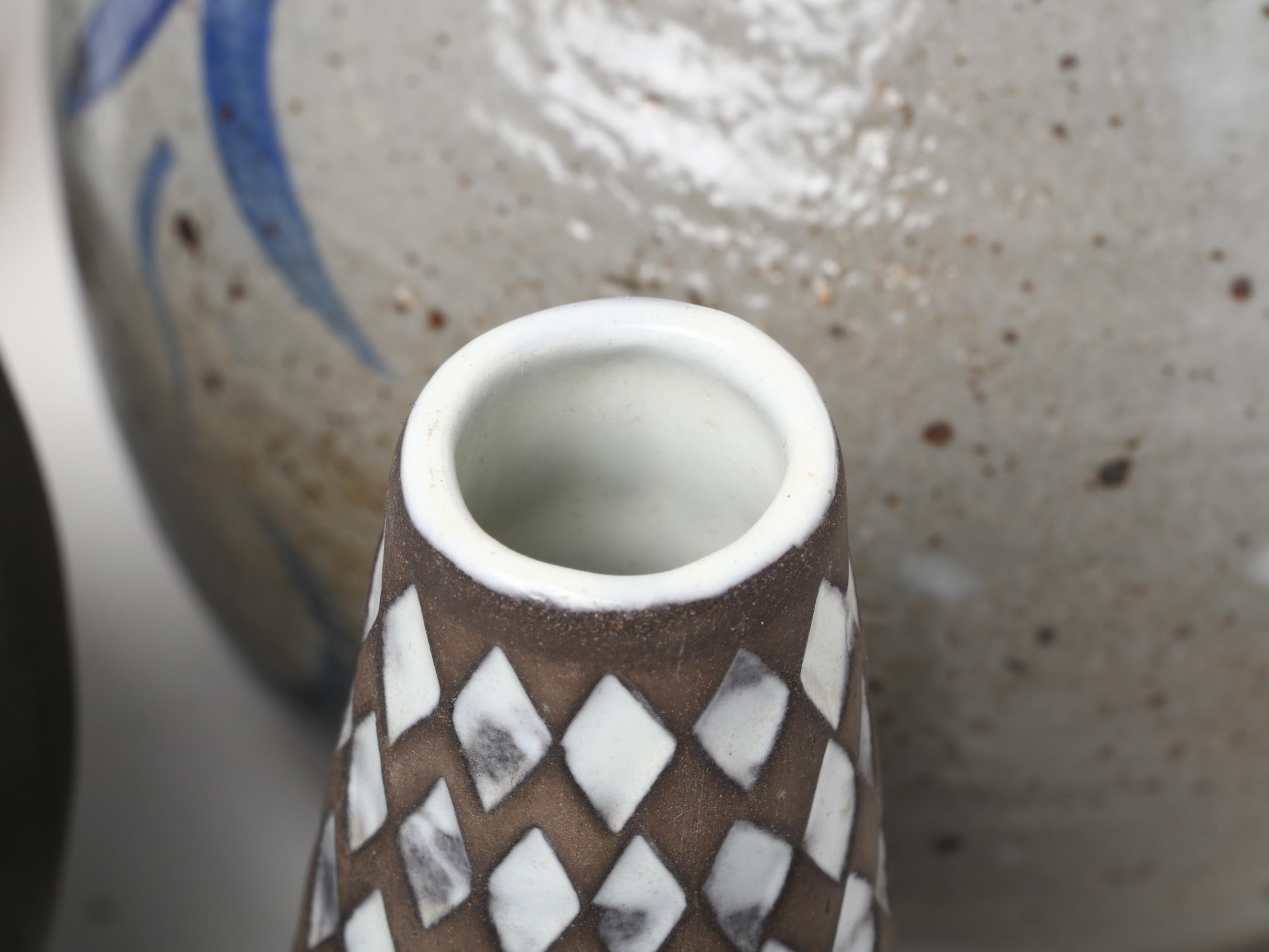 Salt Glazed Stoneware Pinch Spout Pitcher with Other Art Pottery Décor