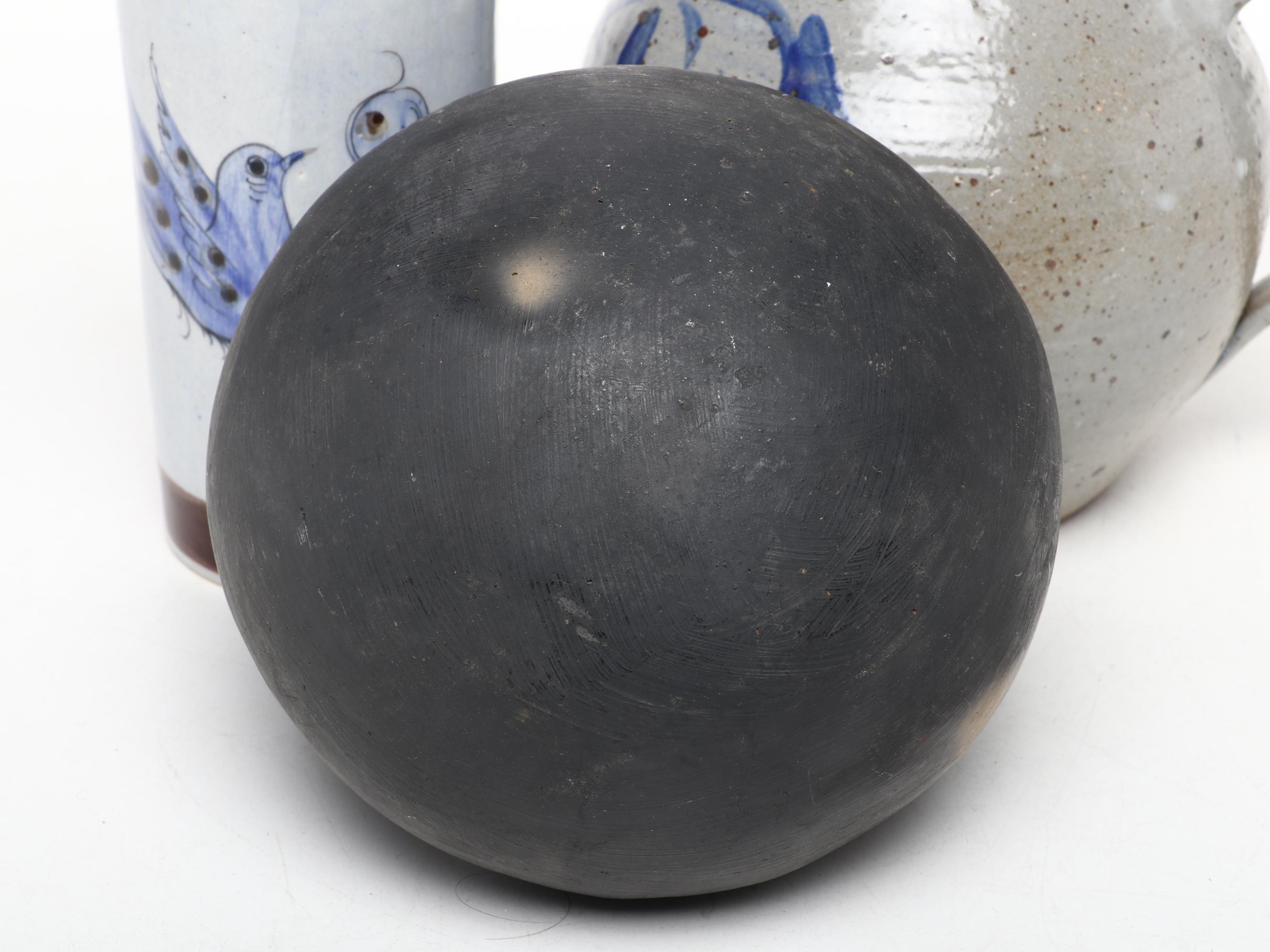 Salt Glazed Stoneware Pinch Spout Pitcher with Other Art Pottery Décor