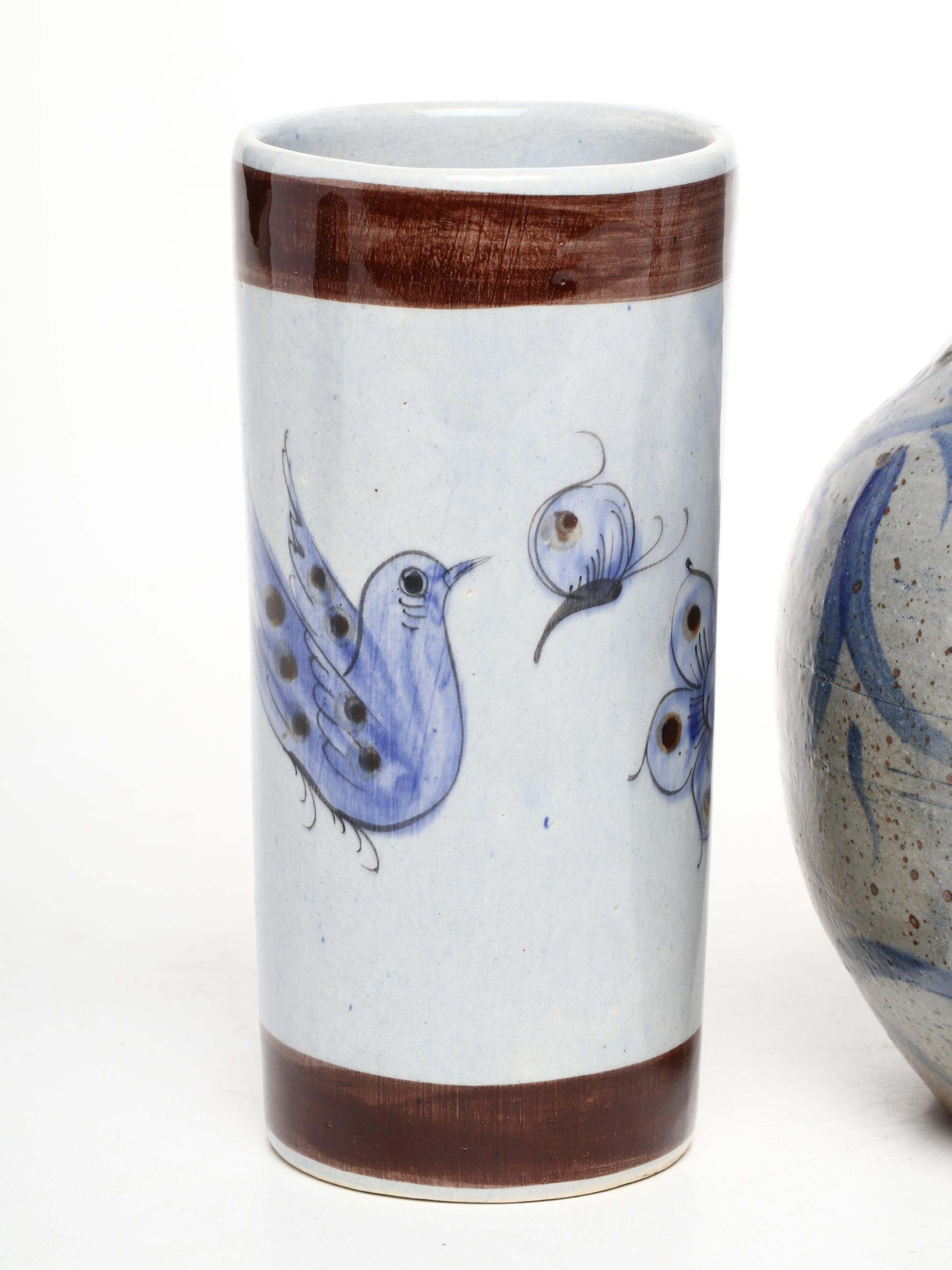 Salt Glazed Stoneware Pinch Spout Pitcher with Other Art Pottery Décor