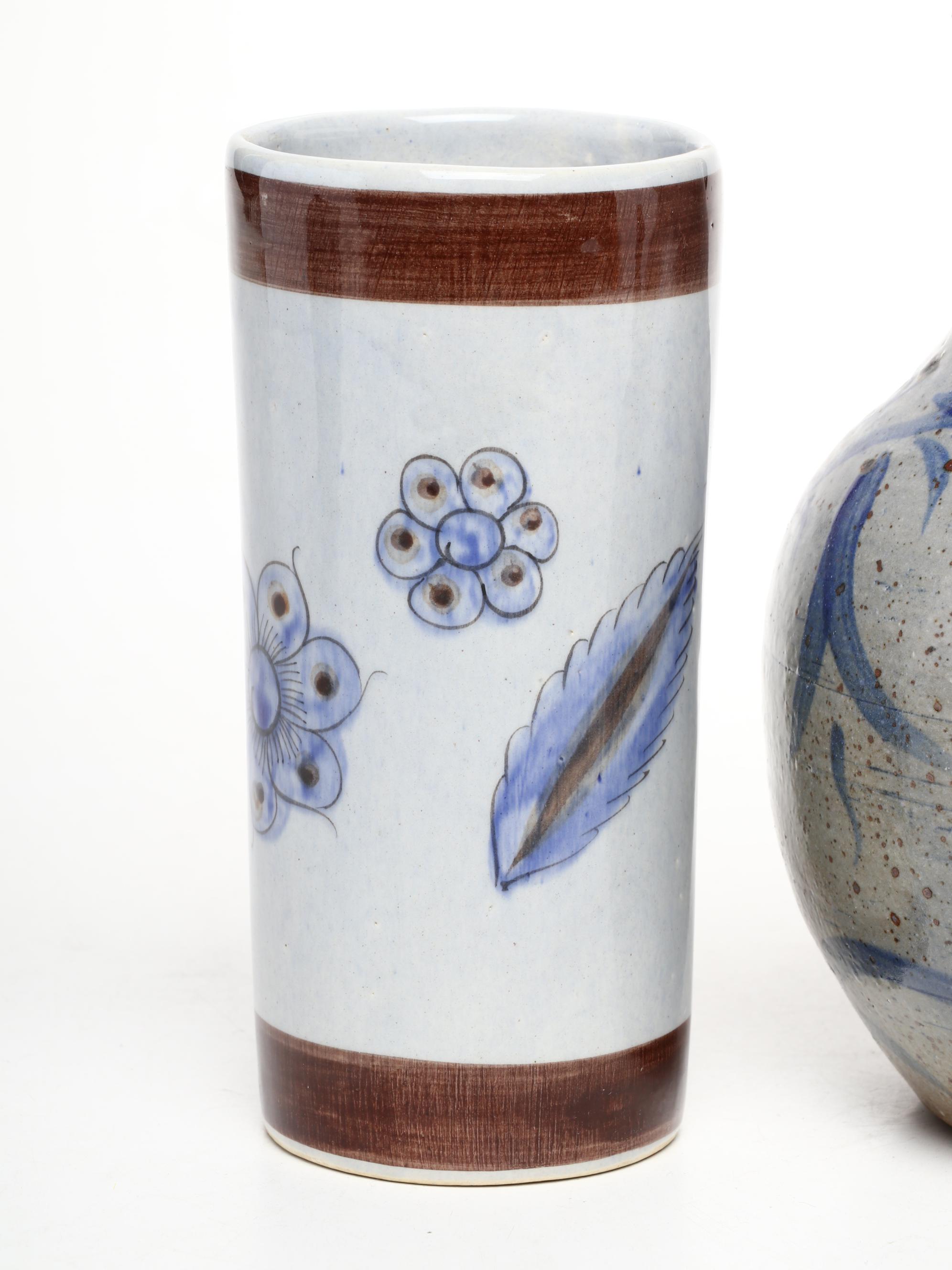 Salt Glazed Stoneware Pinch Spout Pitcher with Other Art Pottery Décor