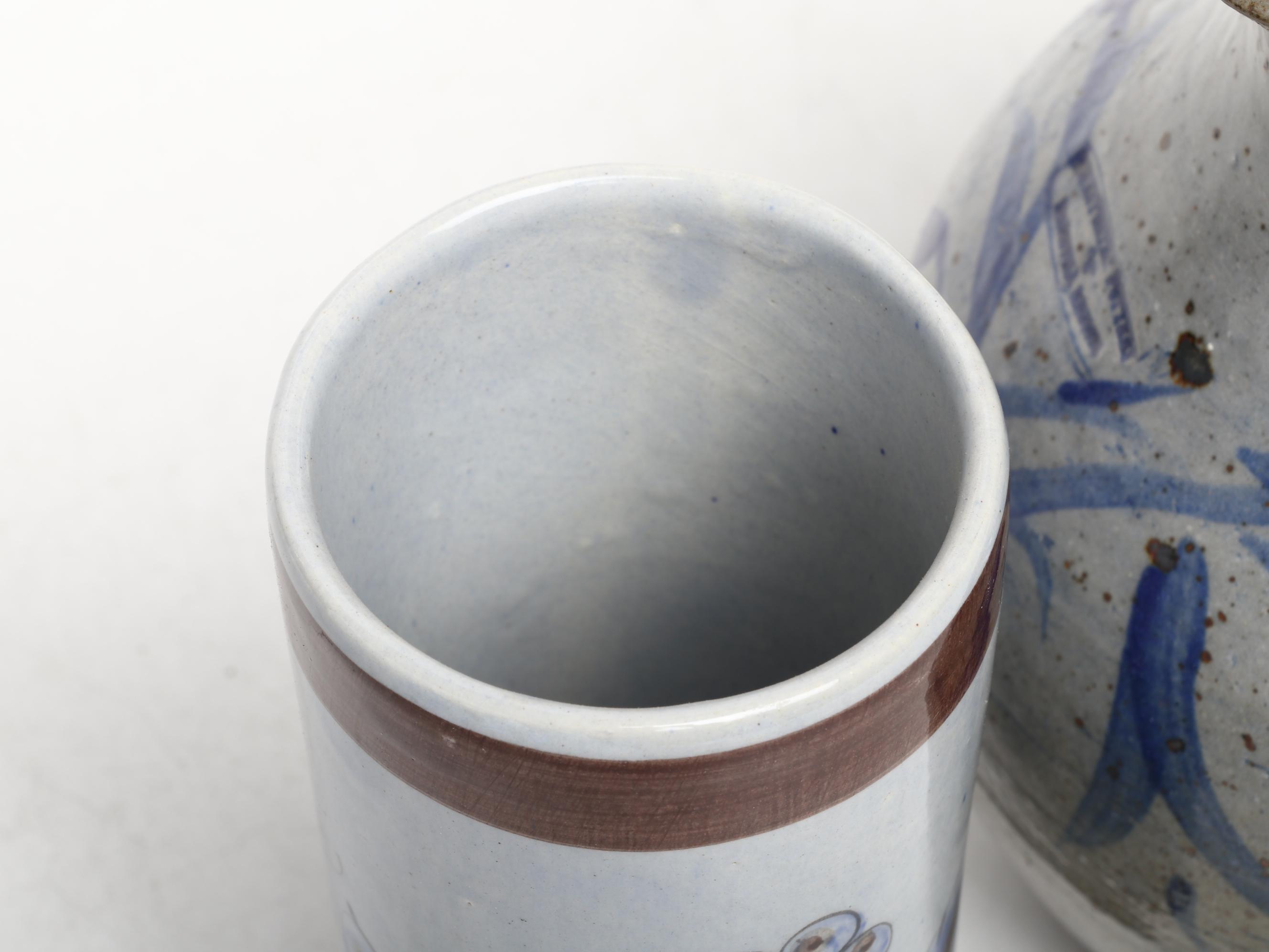 Salt Glazed Stoneware Pinch Spout Pitcher with Other Art Pottery Décor