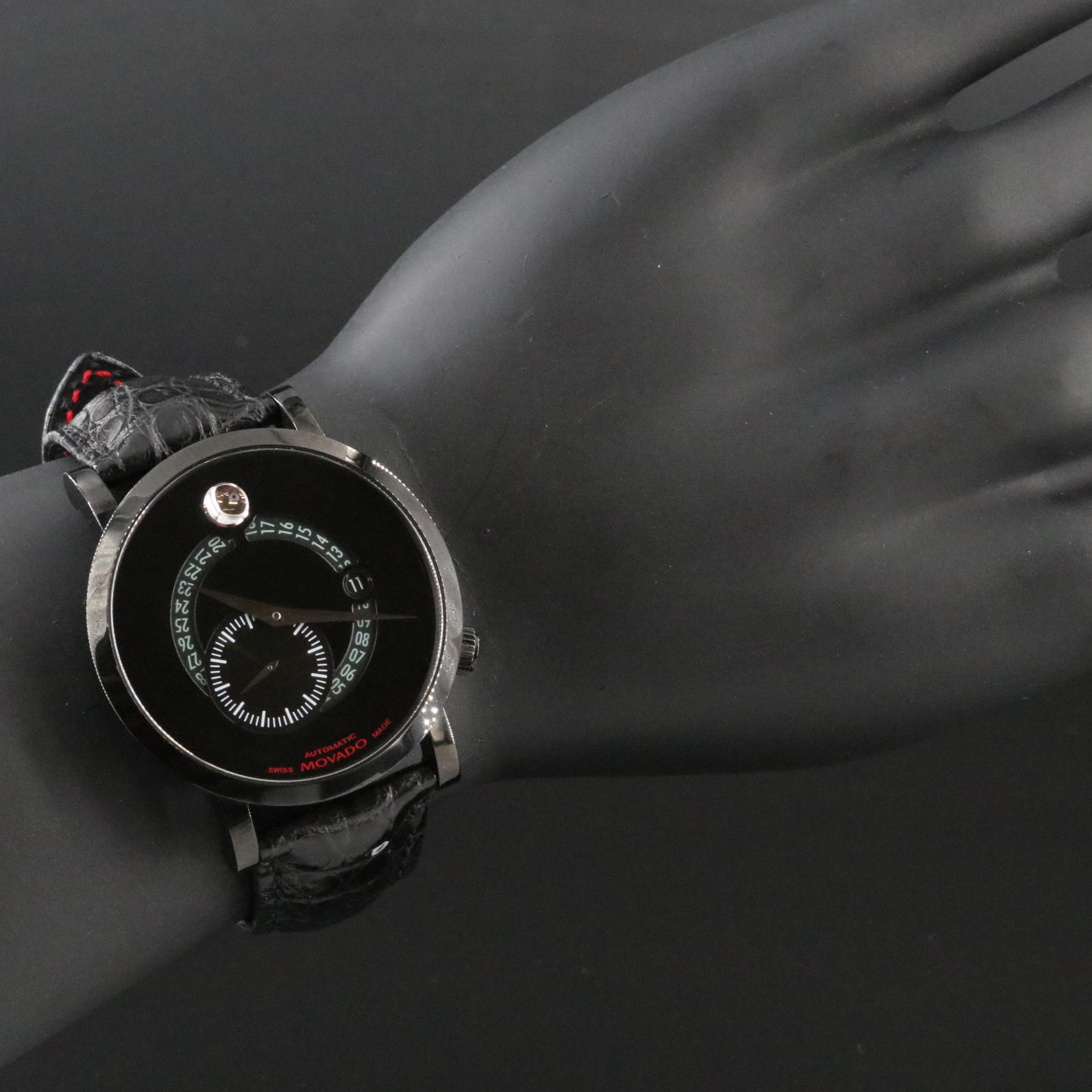 Movado Museum Red Label Calendomatic 42mm PVD Steel Automatic Watch