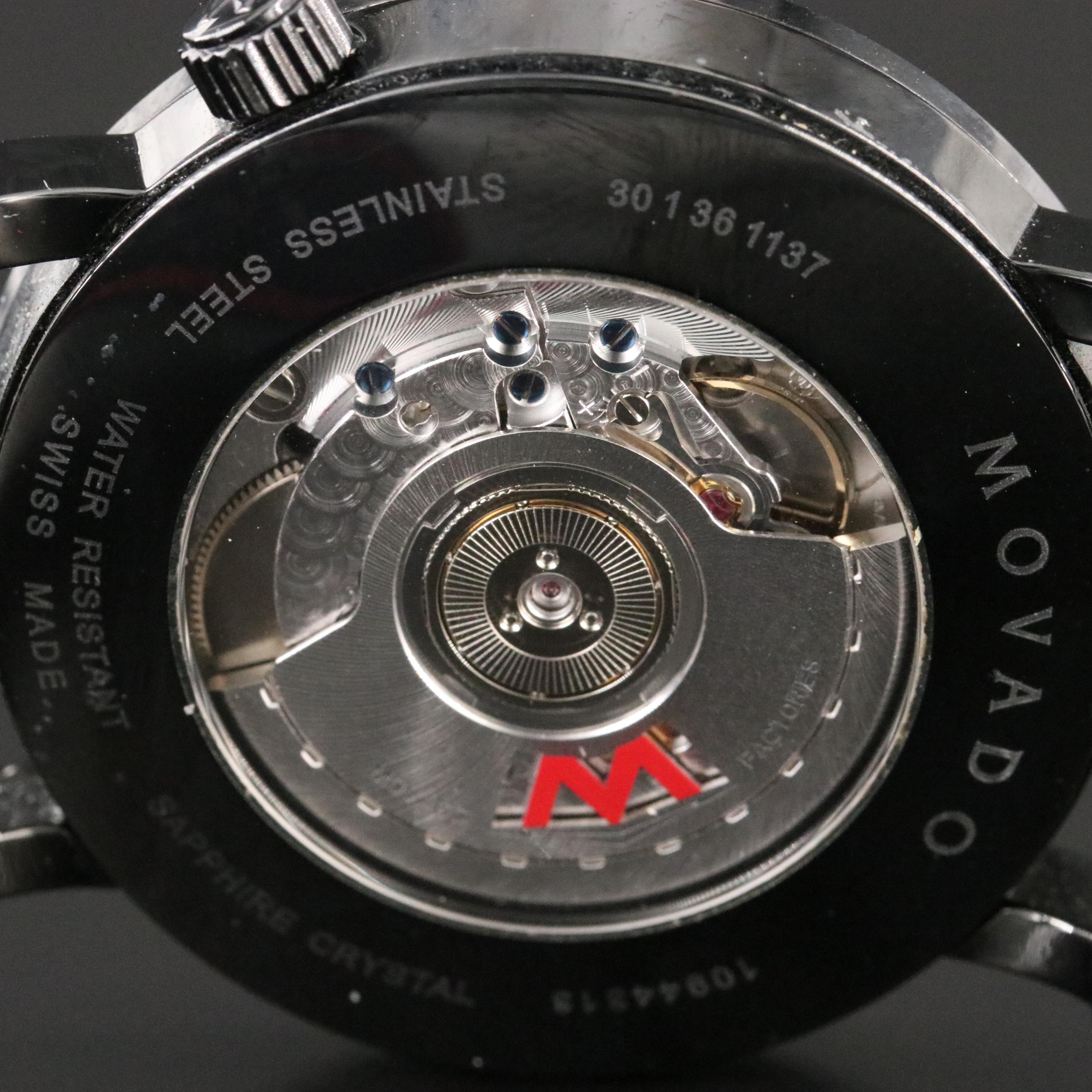 Movado Museum Red Label Calendomatic 42mm PVD Steel Automatic Watch