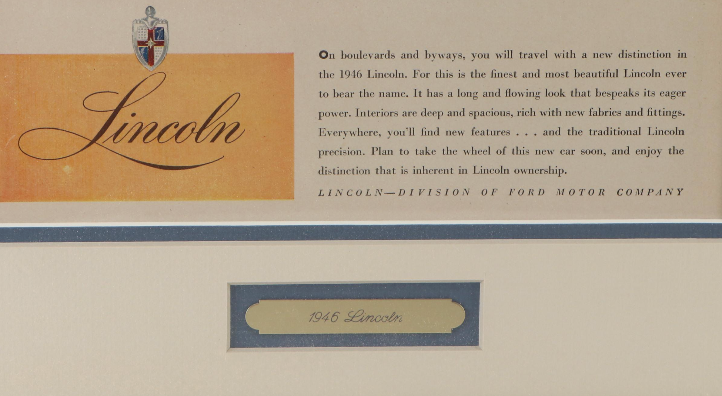 1946 Lincoln Automobile Magazine Advertisement