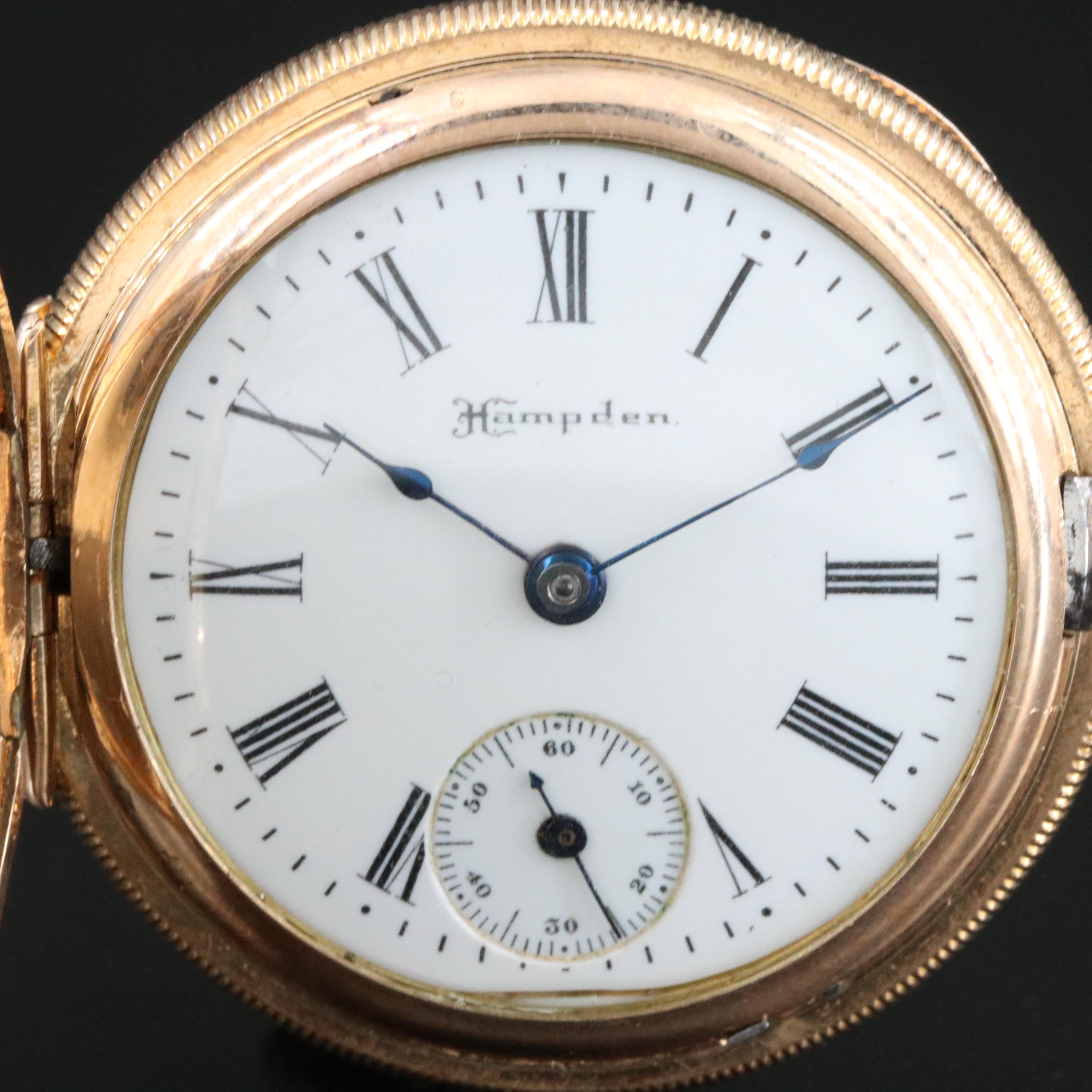 Vintage Hampden Gold Filled Hunting Case Pocket Watch