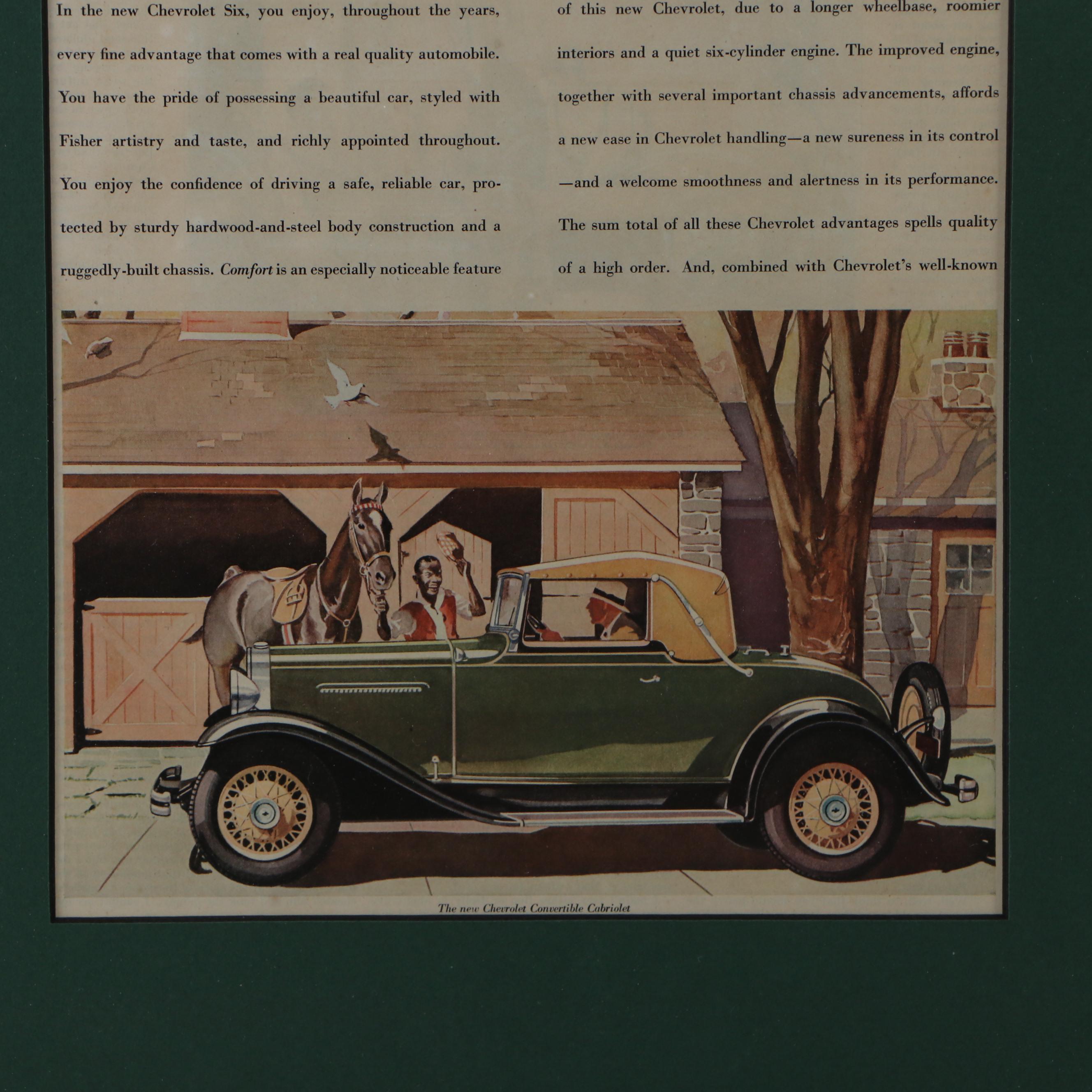 1931 Advertisement for Chevrolet Convertible Cabriolet