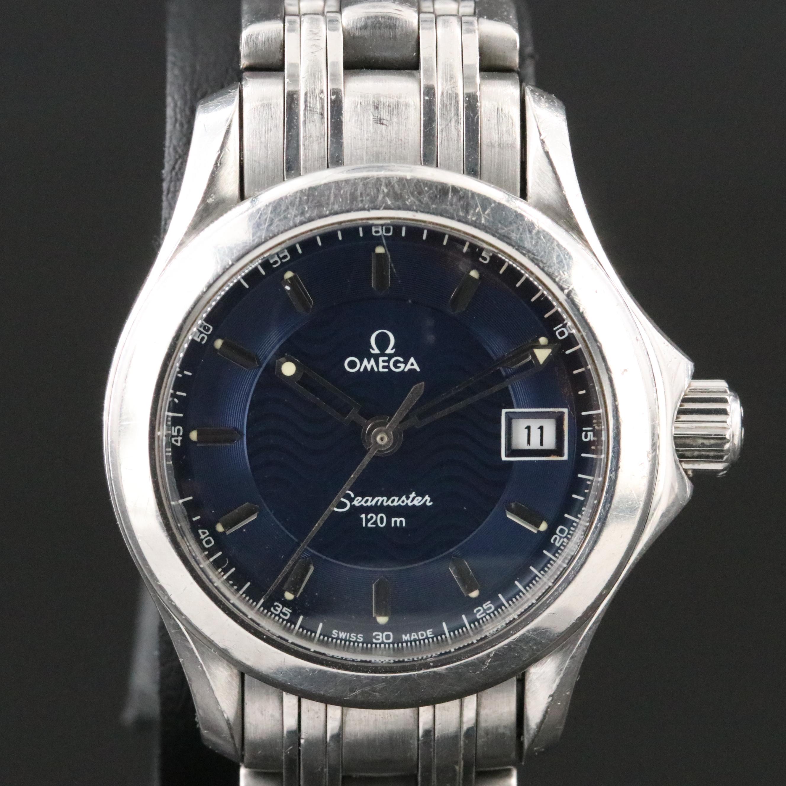 Omega Seamaster 120M Limited Edition 596.1502 Blue Wave 26mm Steel Quartz Watch