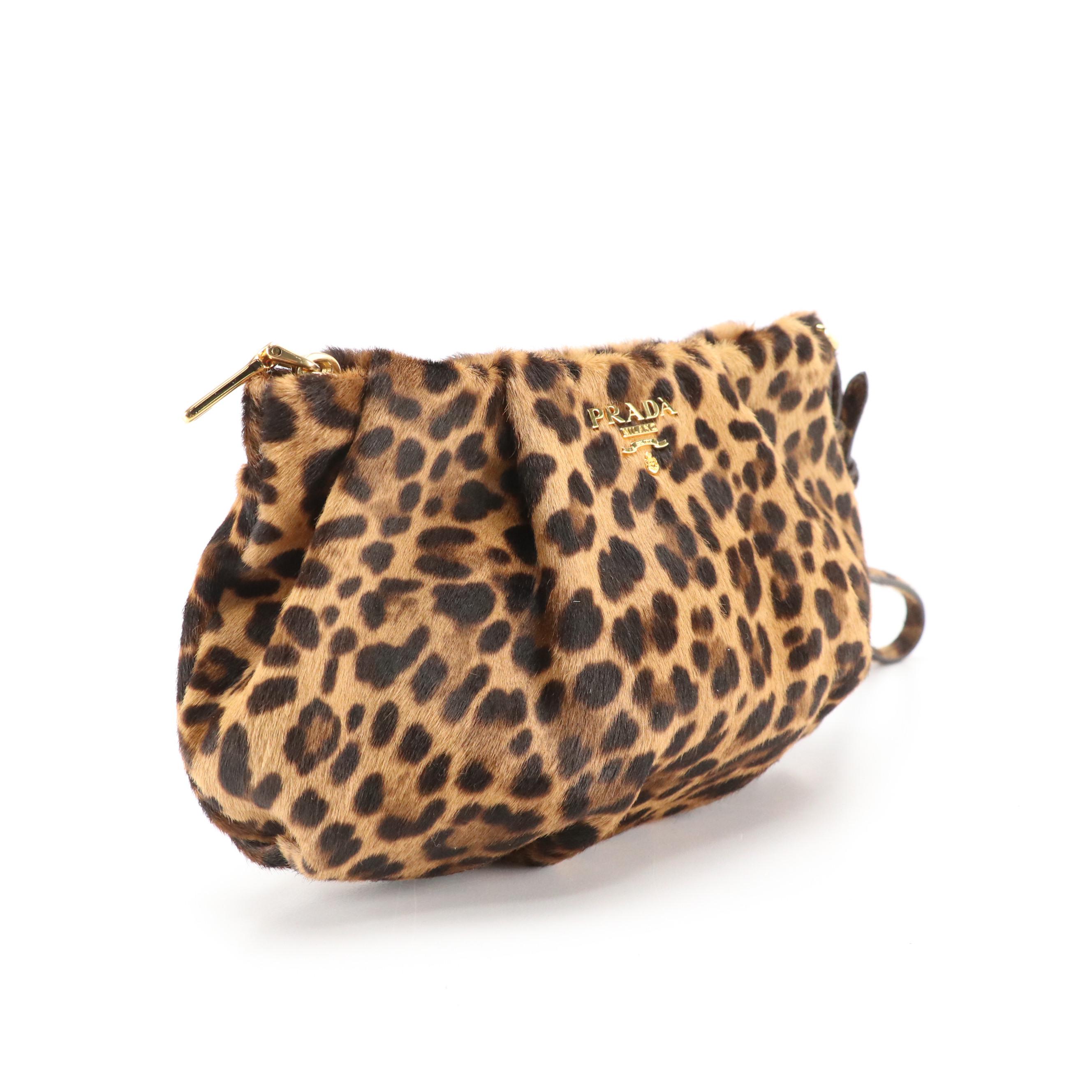 Prada Wristlet Clutch in Leopard Printed Pony Hair