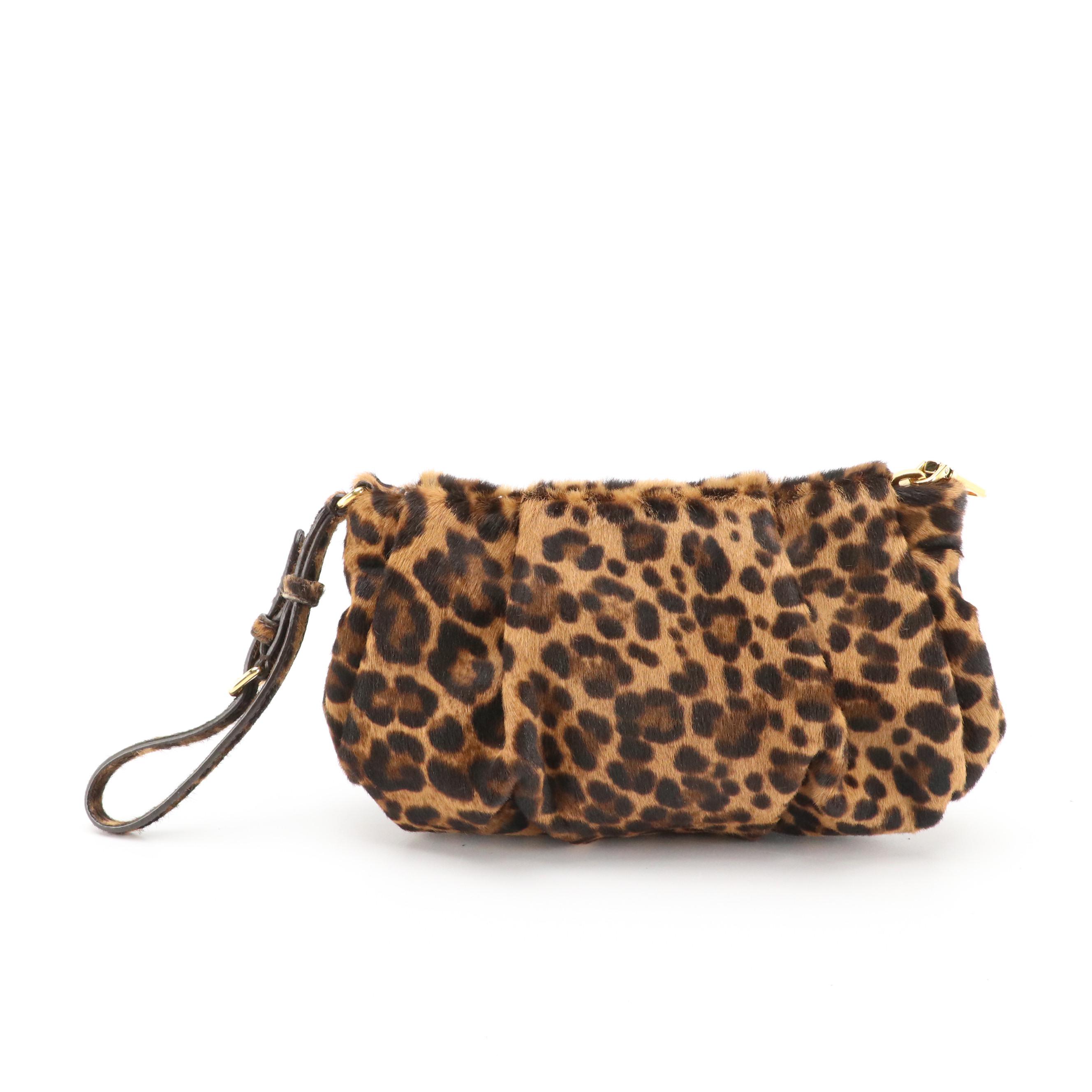 Prada Wristlet Clutch in Leopard Printed Pony Hair