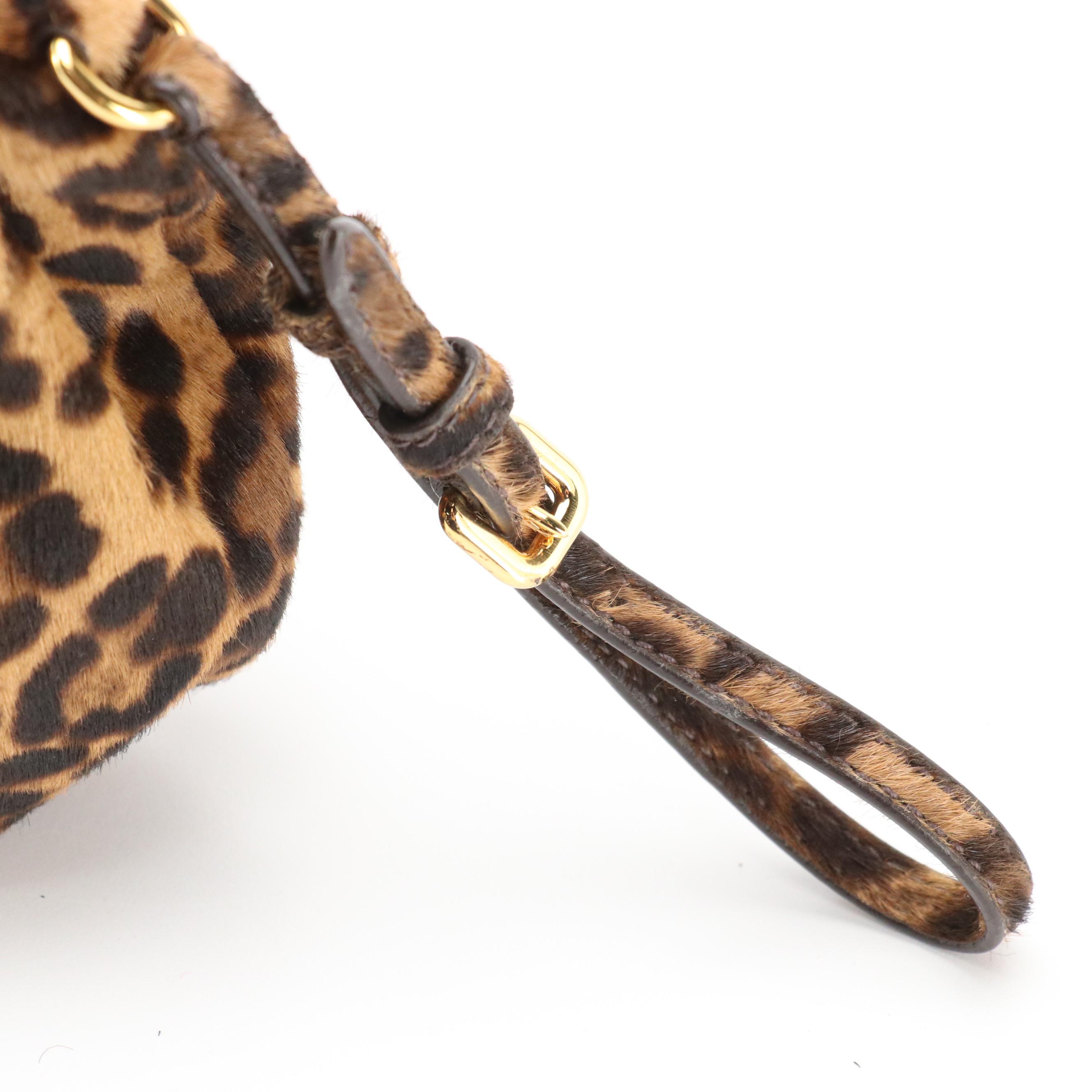 Prada Wristlet Clutch in Leopard Printed Pony Hair
