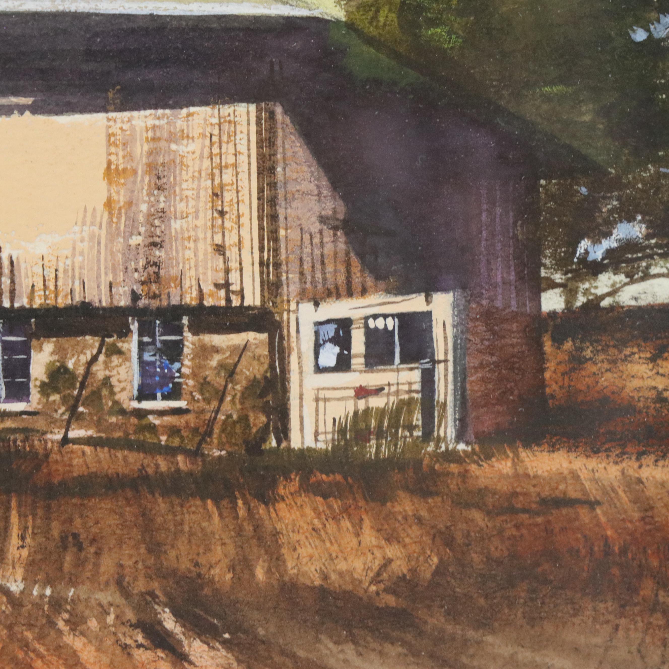 James Caulfield Watercolor Painting of Thumb Octagon Barn Agricultural Museum