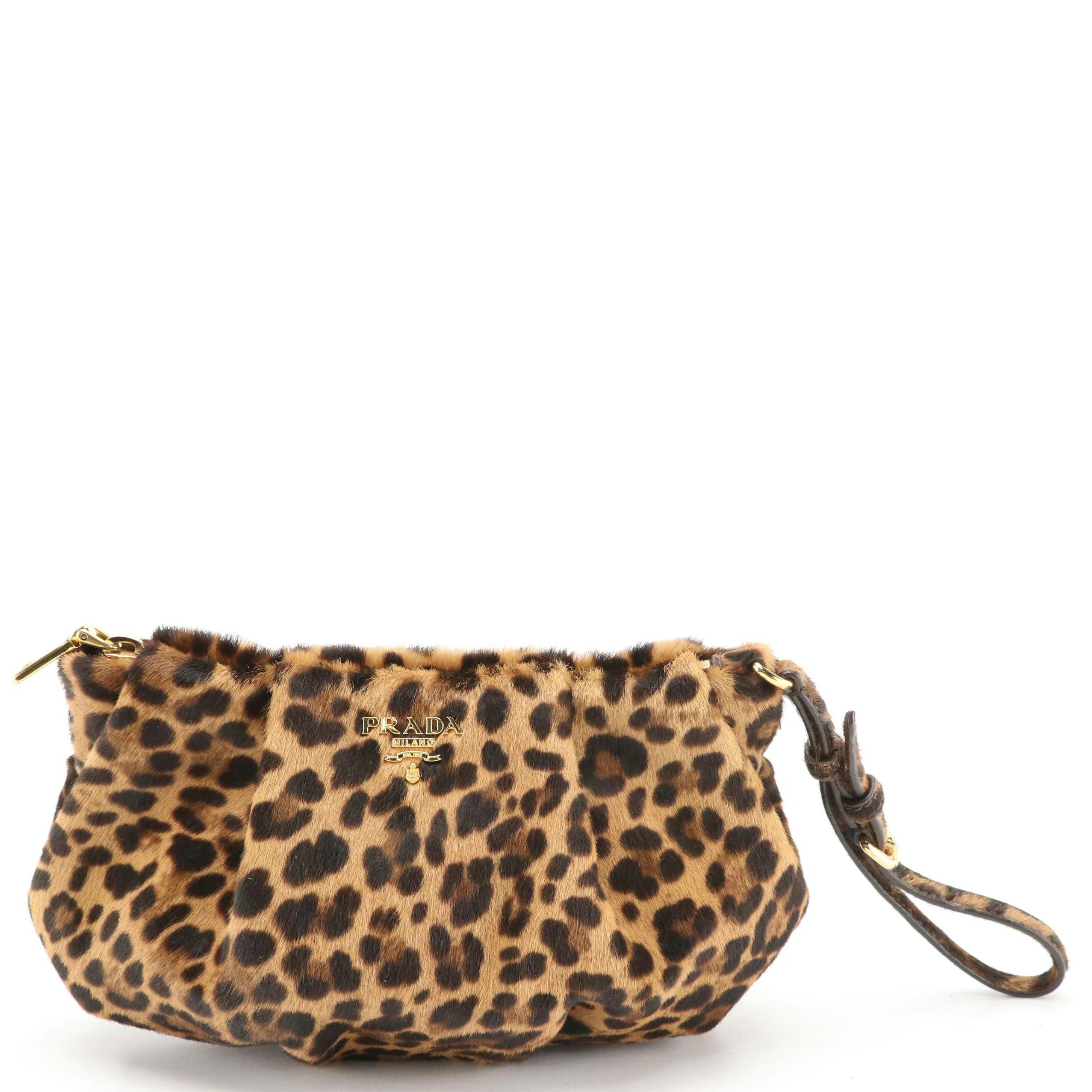Prada Wristlet Clutch in Leopard Printed Pony Hair