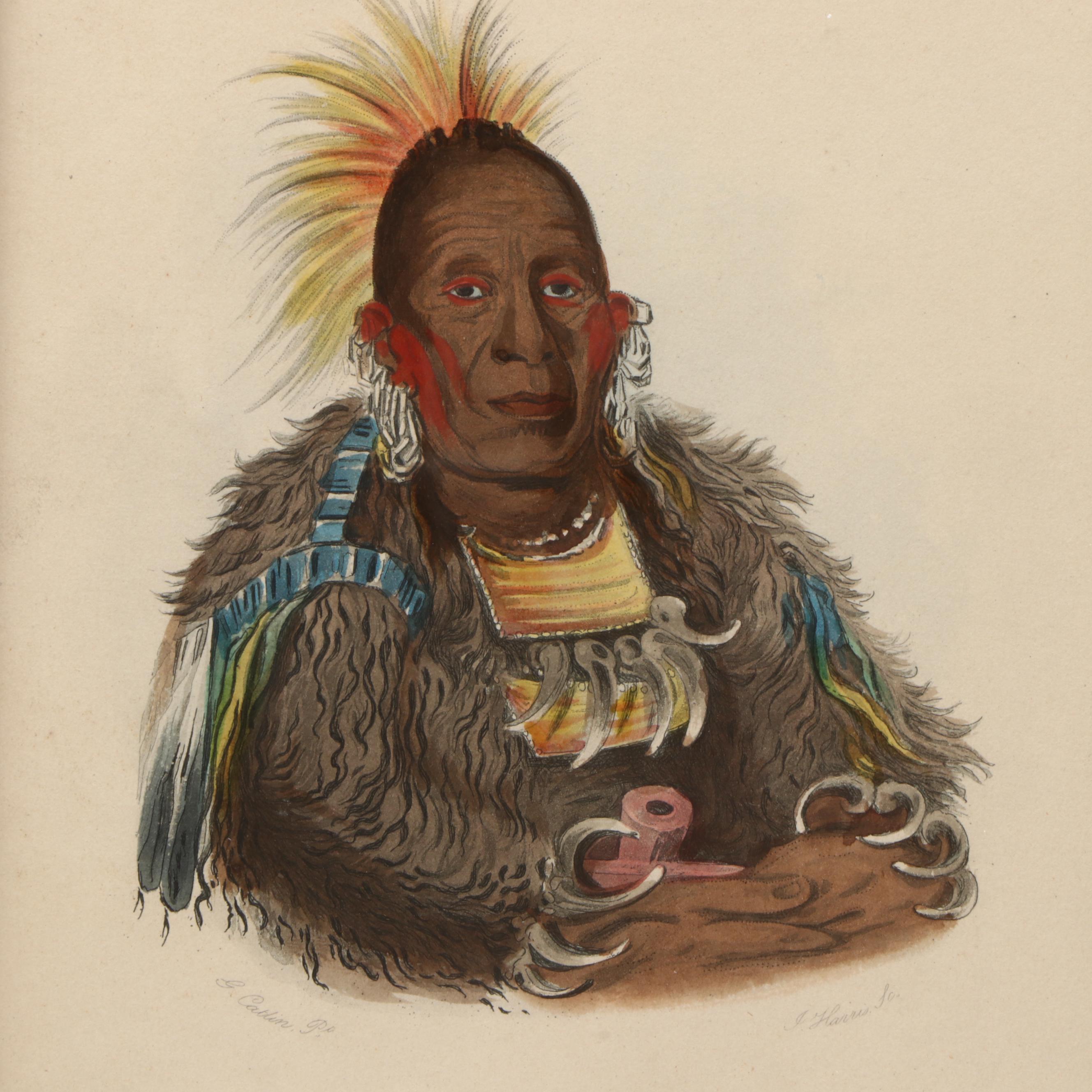 Antique Native American Portrait Engravings After George Catlin, 19th Century