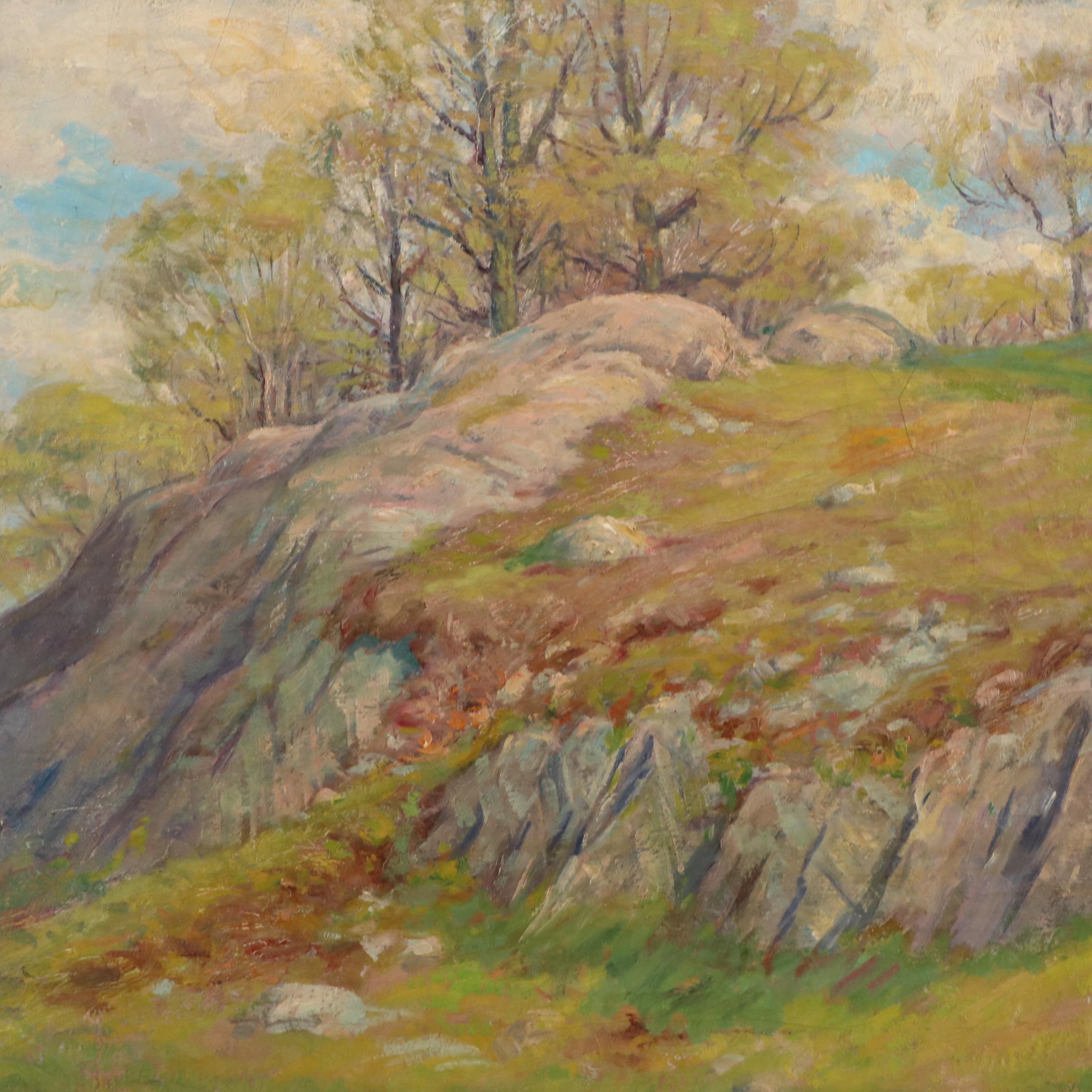 Wooded Landscape Oil Painting, Mid-20th Century
