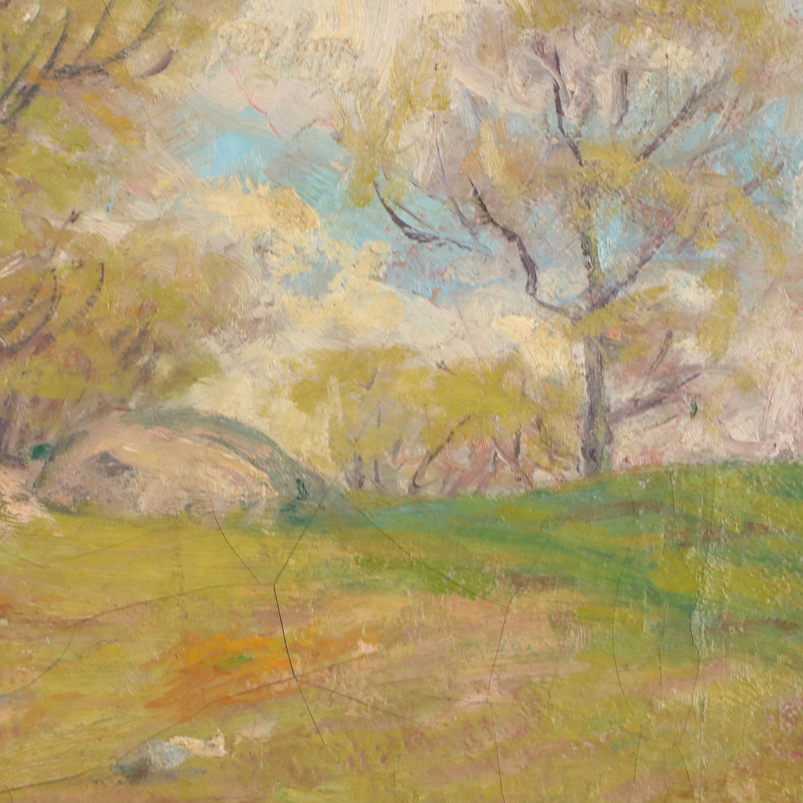 Wooded Landscape Oil Painting, Mid-20th Century