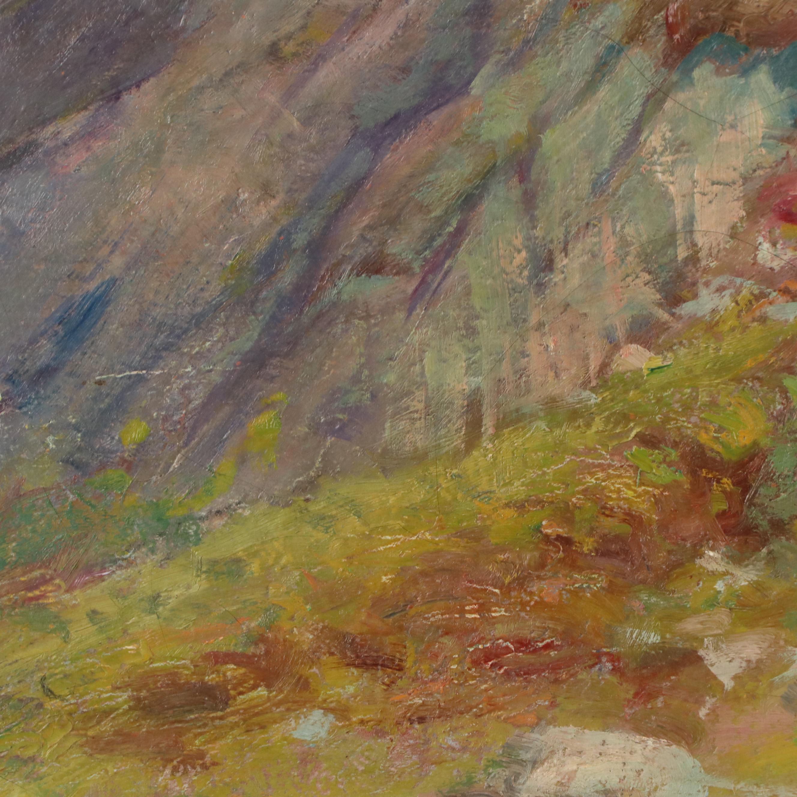 Wooded Landscape Oil Painting, Mid-20th Century