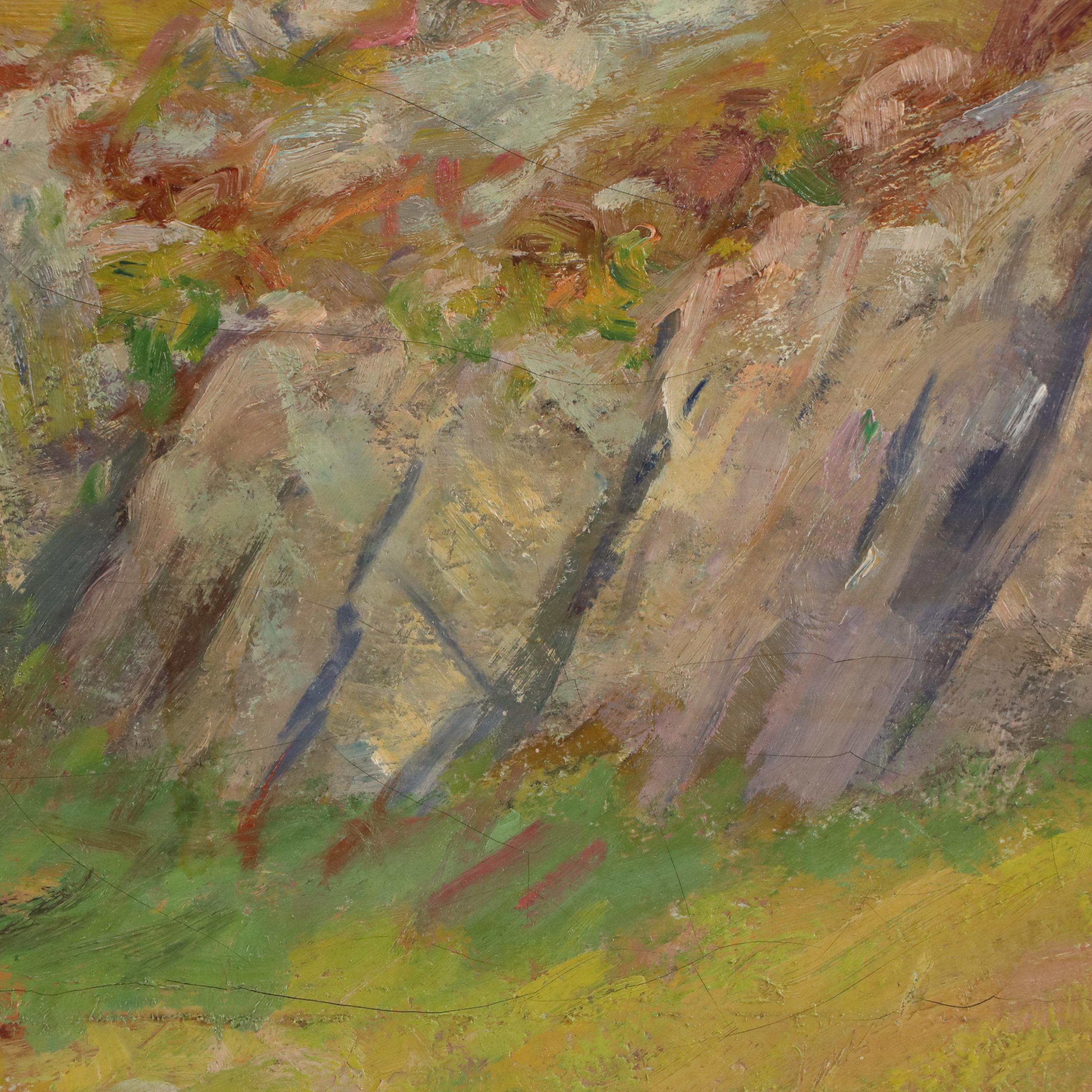 Wooded Landscape Oil Painting, Mid-20th Century