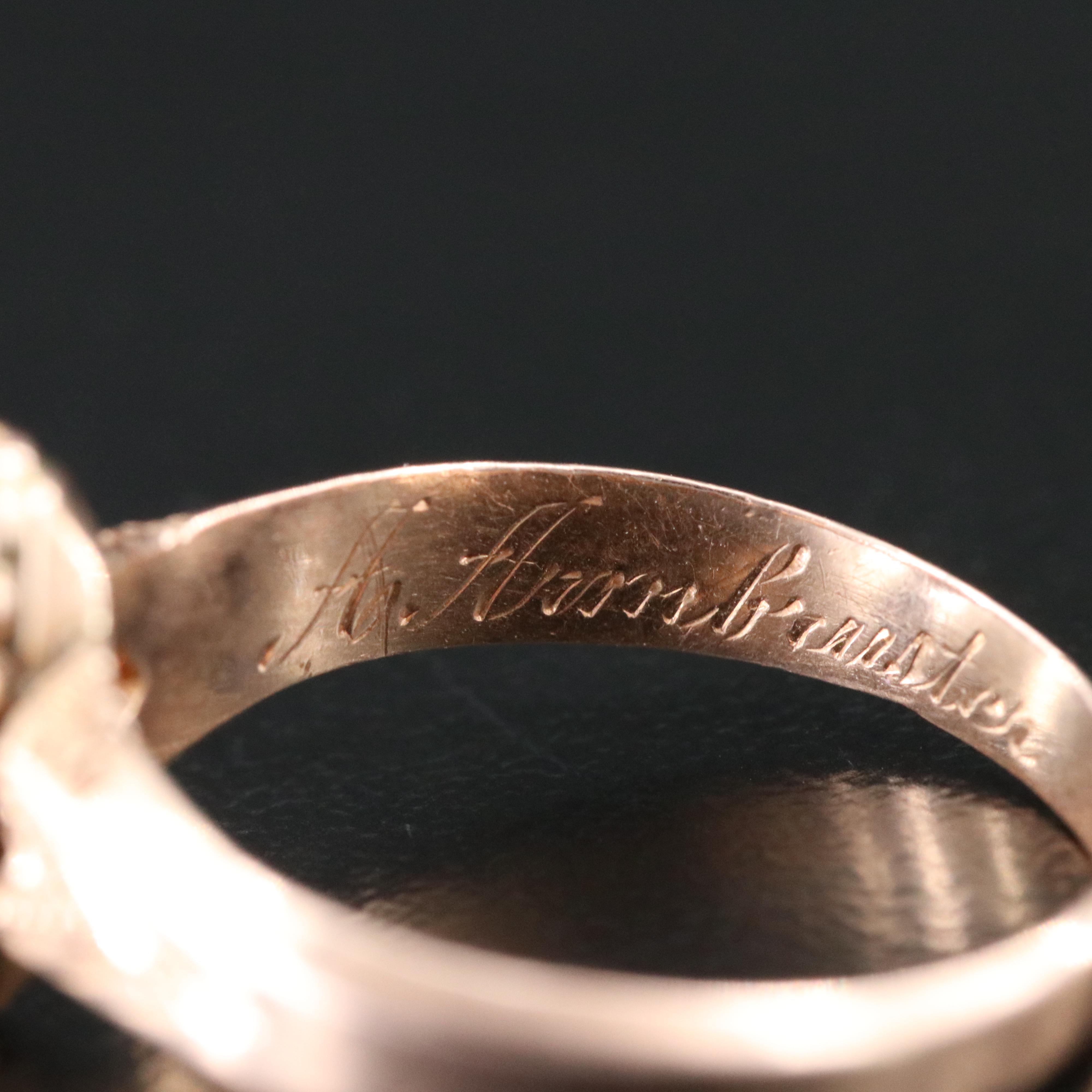 14K Victorian Rose Gold Diamond and Garnet Doublet Navette Ring