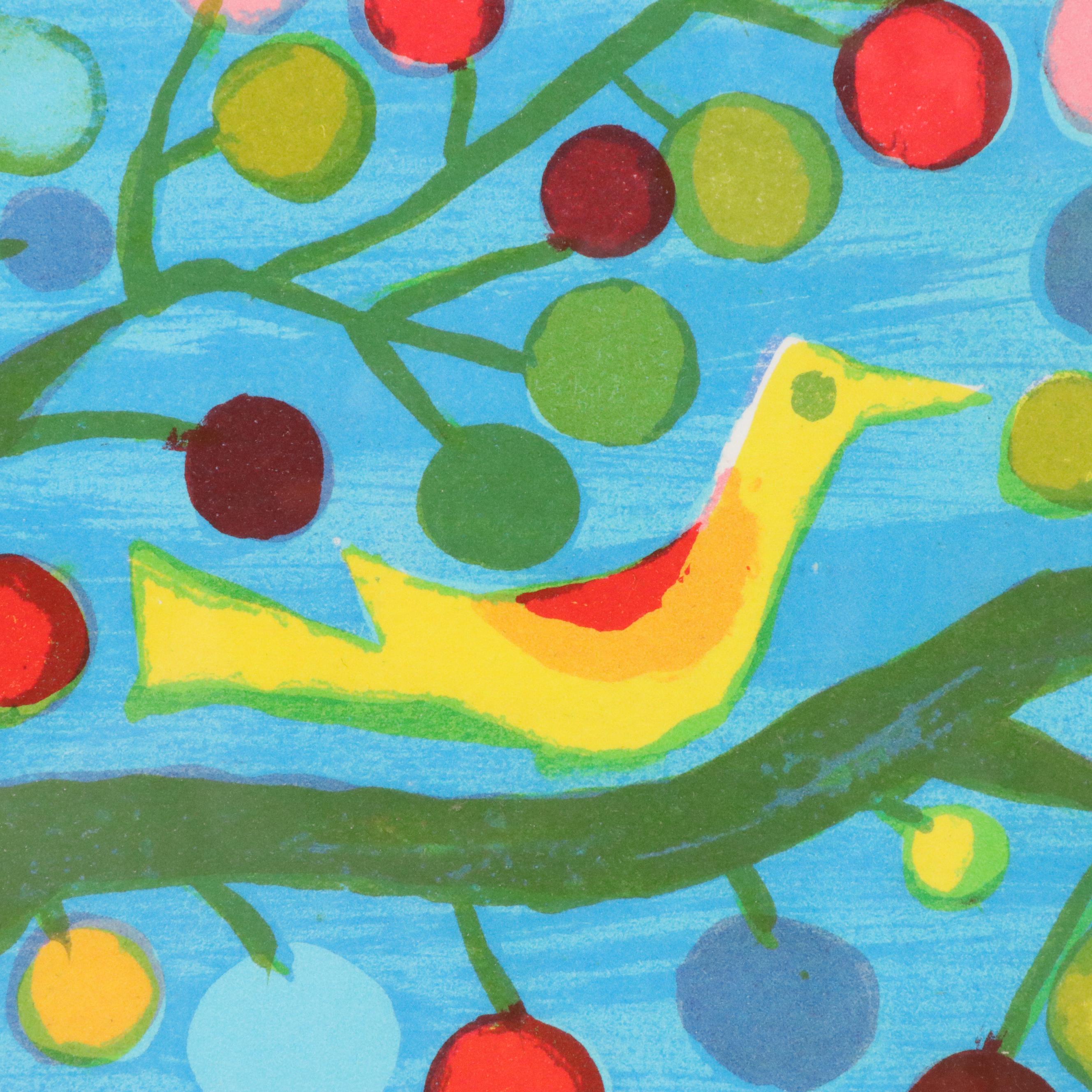 Judith Bledsoe Modernist Landscape Color Lithograph, Circa 1960