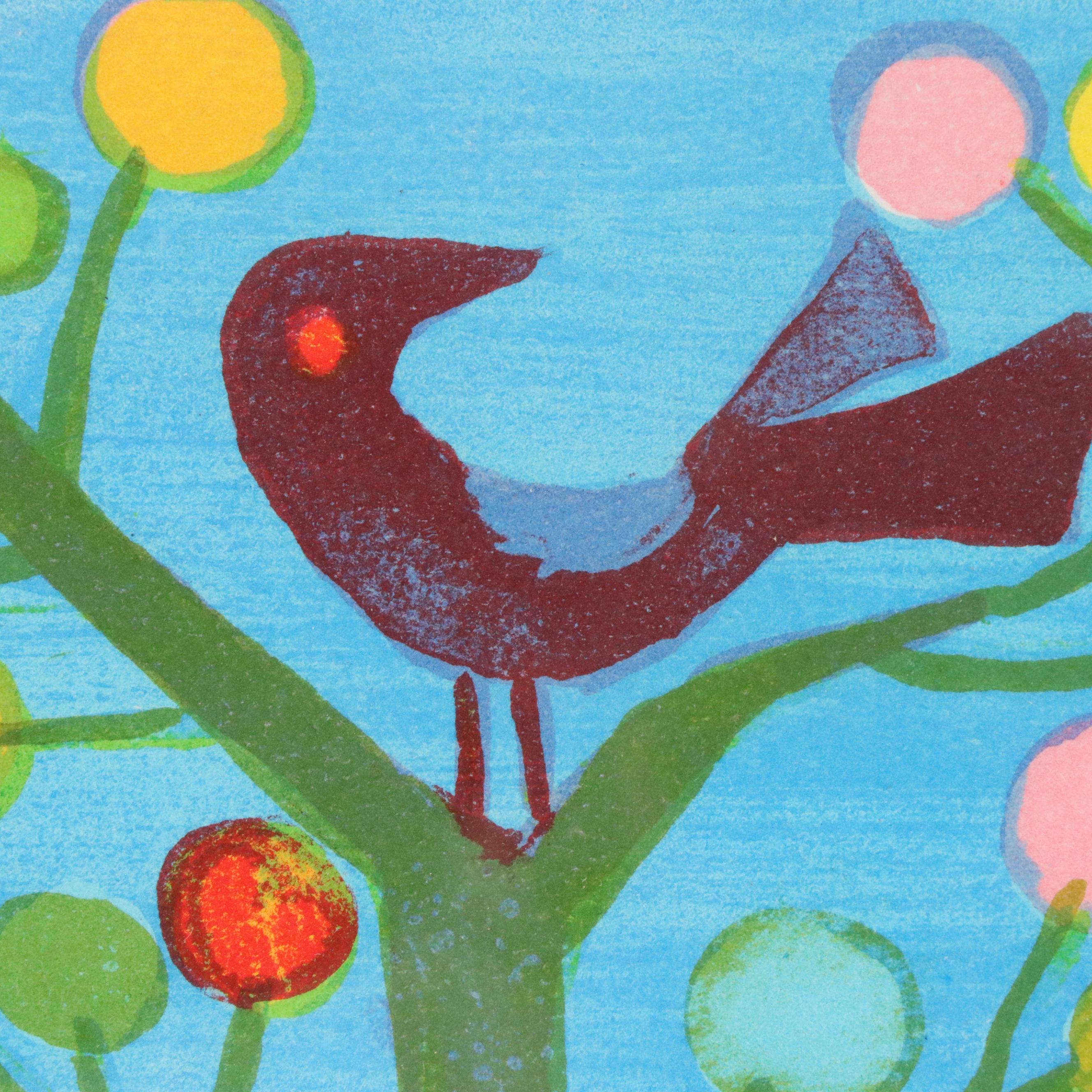 Judith Bledsoe Modernist Landscape Color Lithograph, Circa 1960