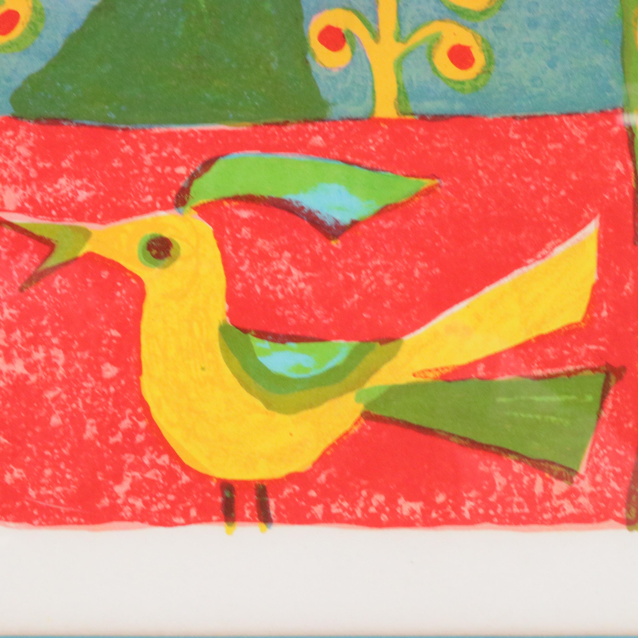 Judith Bledsoe Modernist Landscape Color Lithograph, Circa 1960