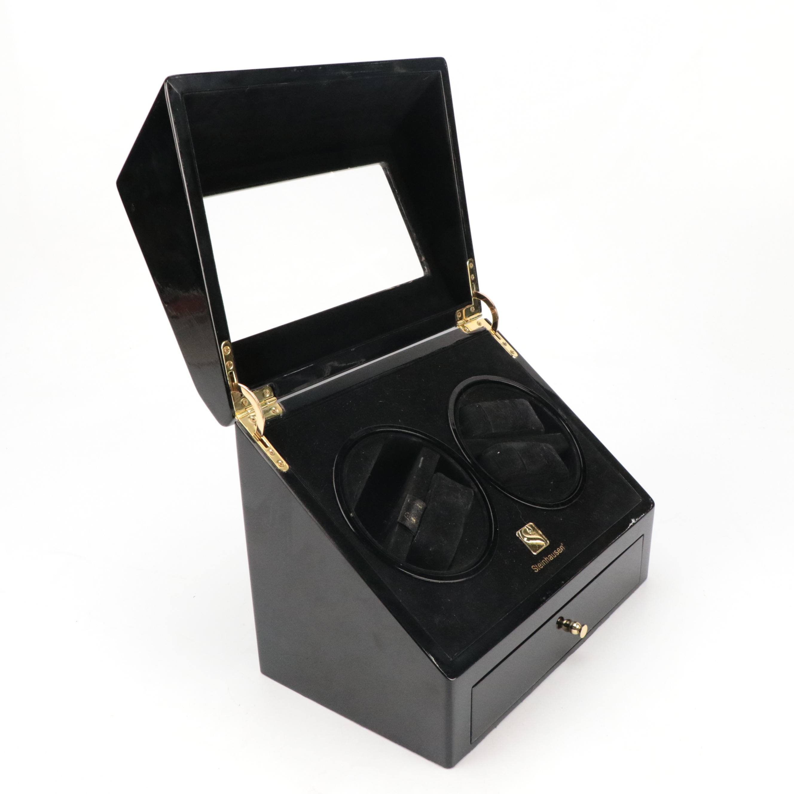Steinhausen Black Lacquered Electronic Quad Watch Winder Box