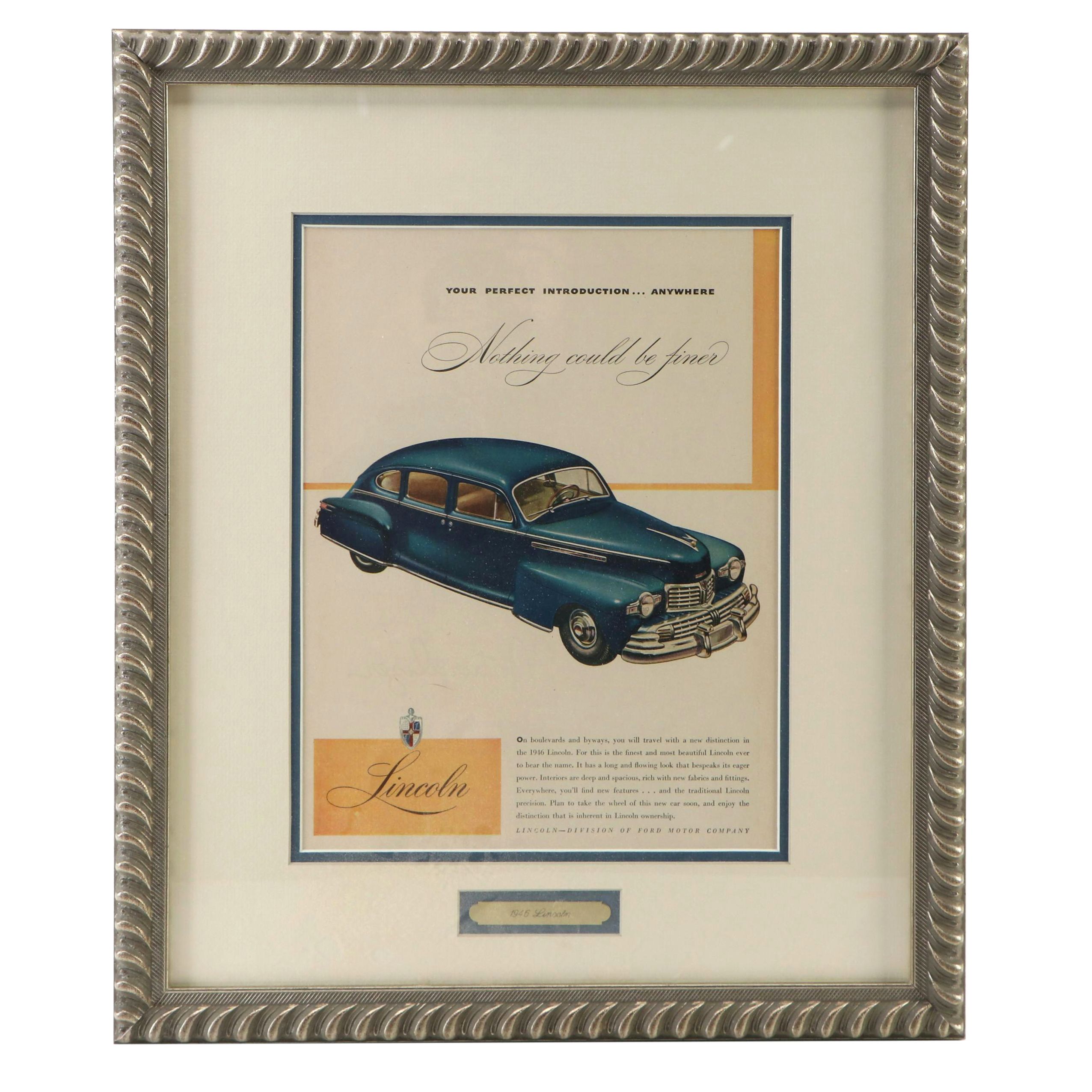 1946 Lincoln Automobile Magazine Advertisement