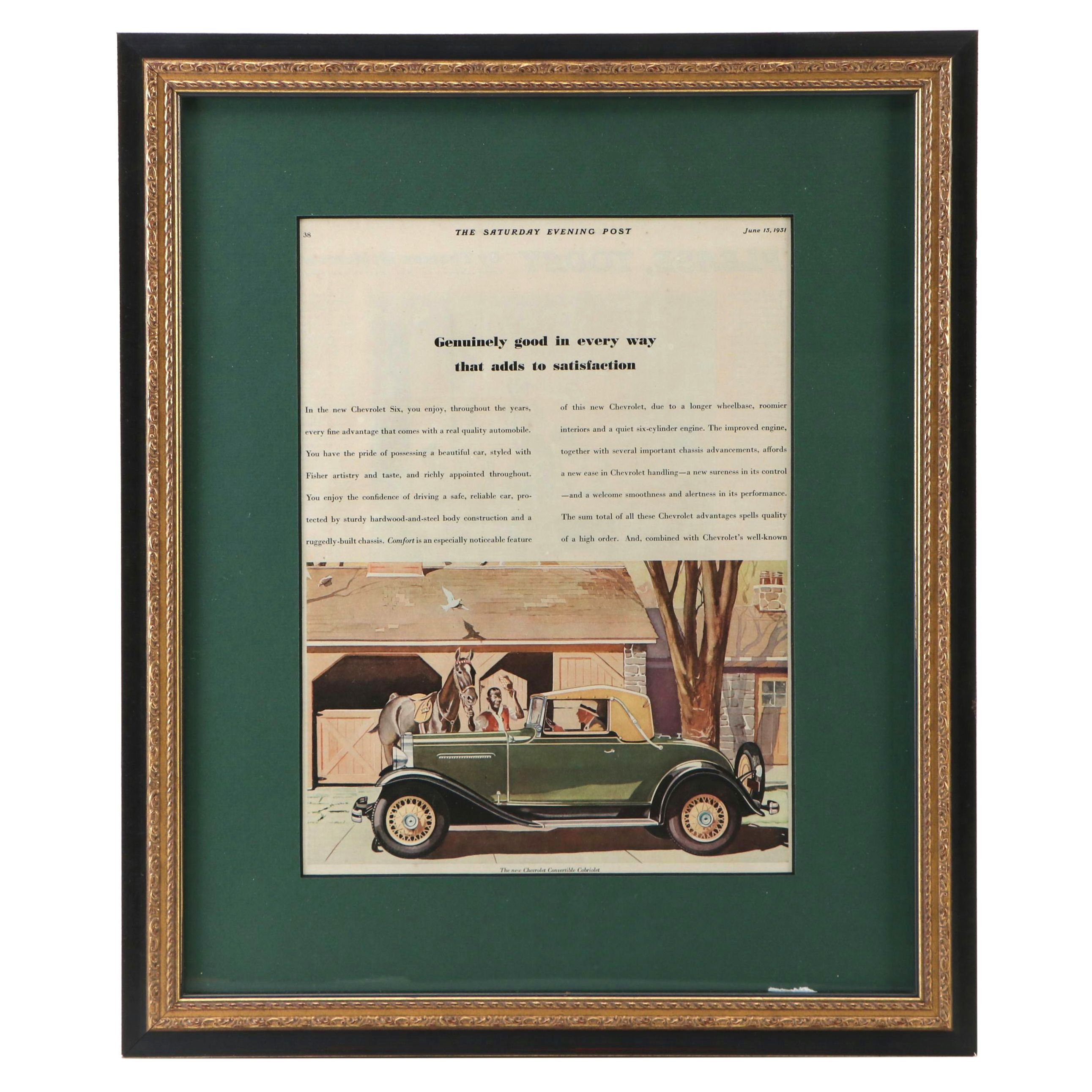 1931 Advertisement for Chevrolet Convertible Cabriolet