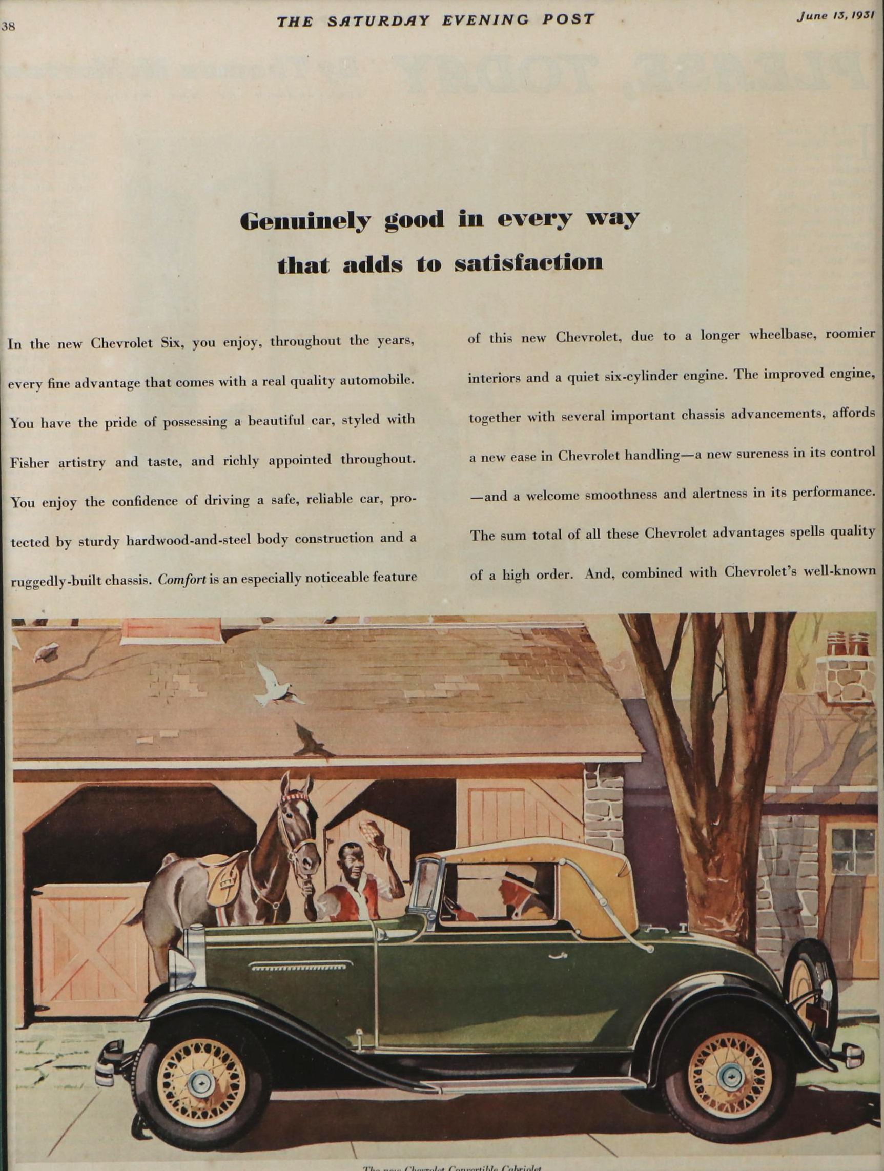 1931 Advertisement for Chevrolet Convertible Cabriolet